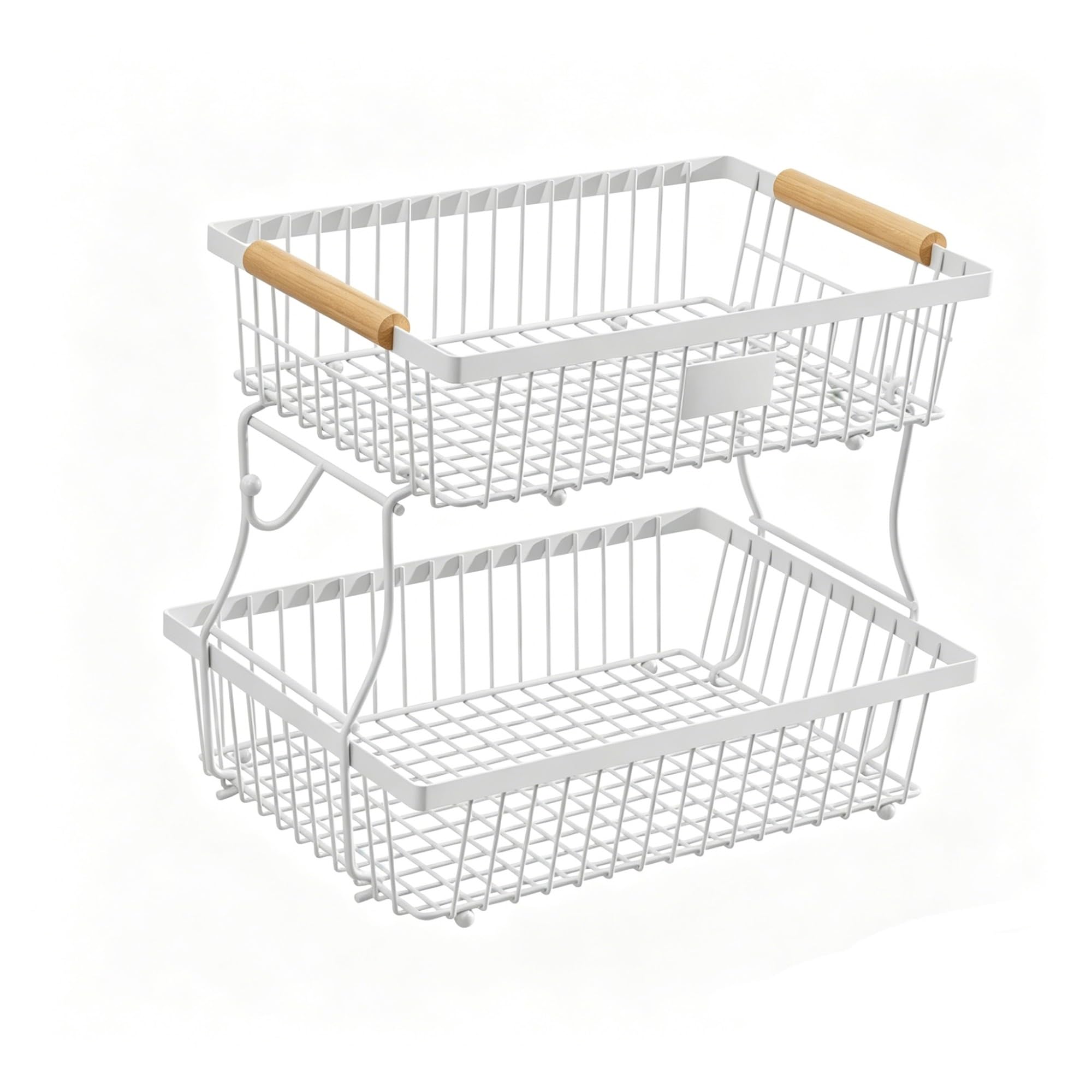 Soportes desmontables de cocina para frutas y verduras con bandejas de doble capa blancas