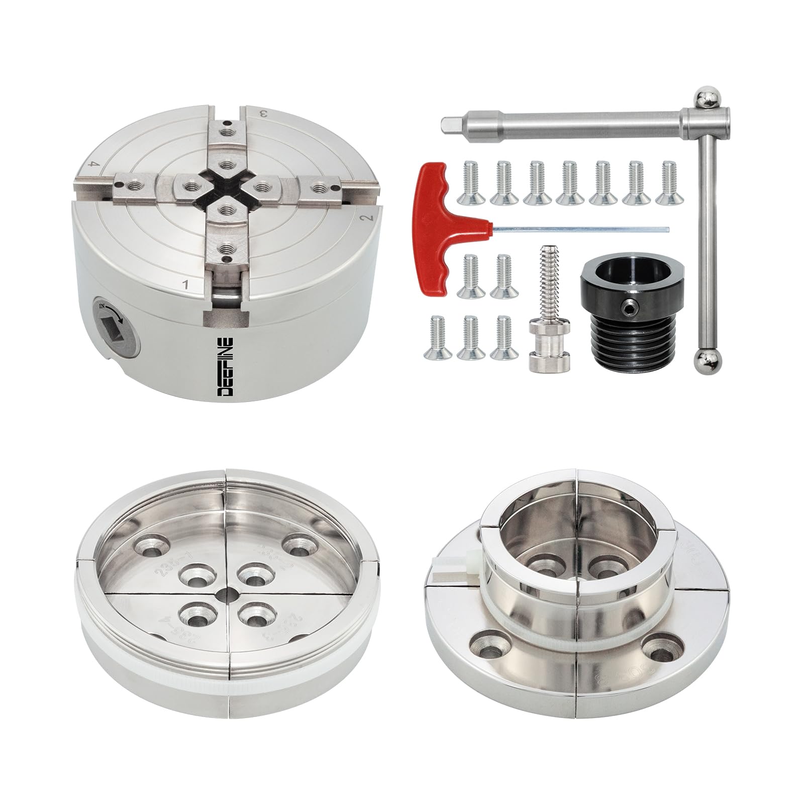 Mandrin 4 Mors Auto-centrant 100 Mm Pour Tour - Serrage 30-90 Mm, En Fonte Et Acier