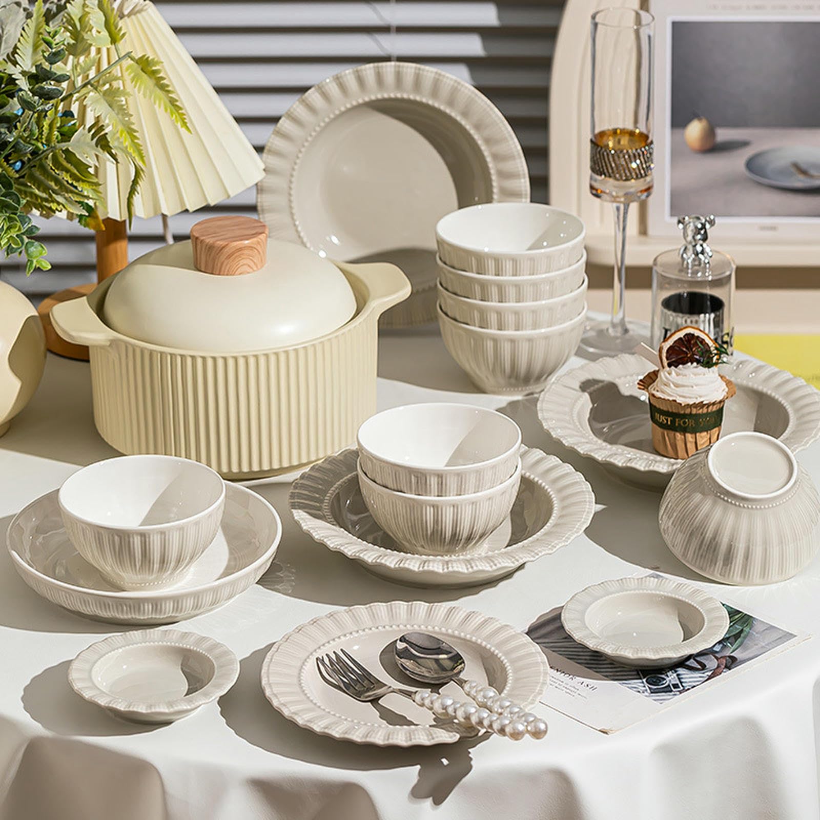 Ceramiczna prosta kolorowa miska na ryż pod glazurą domowa wykwintna zastawa stołowa w wysokiej temperaturze - 16 sztuk dla 4 osób (Lite)