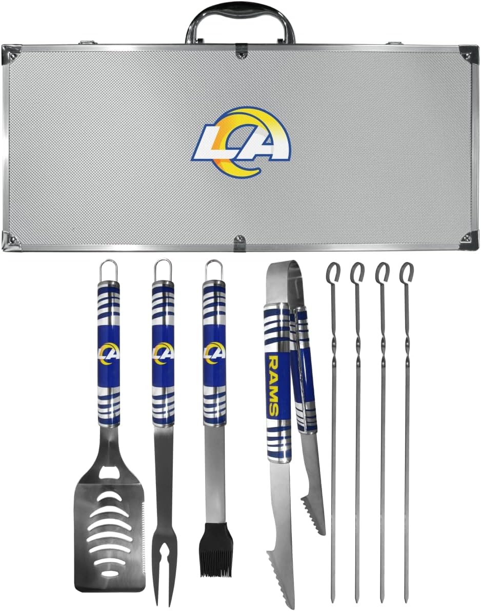 Siskiyou NFL Los Angeles Rams Unisex SPORTS8 pc Tailgater BBQ Set, Steel, One Size