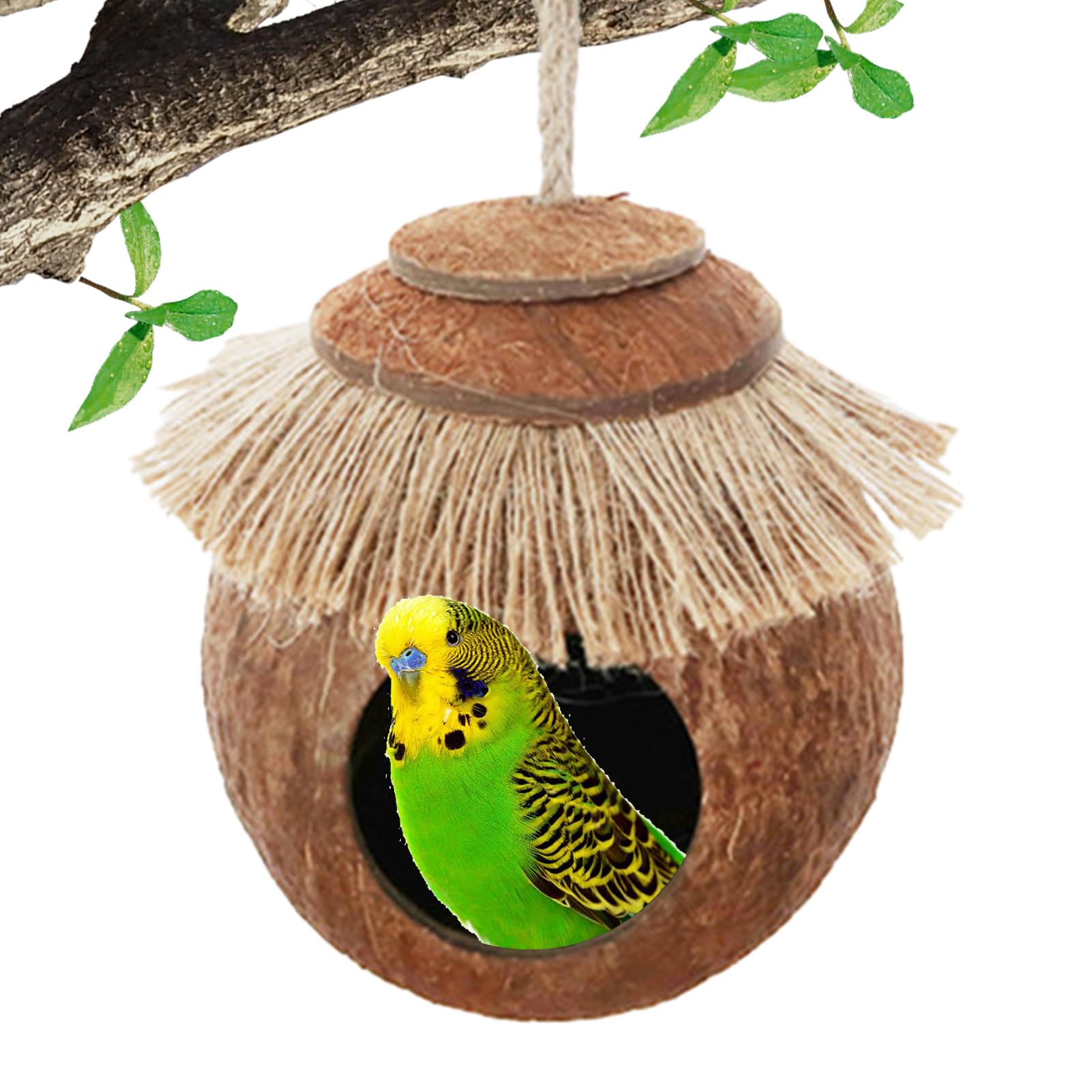 Natural Cöconut Shell Bird Nest House Bed For Pet | HamsterRať Gerbil Mice Cage | Suitable For Parrot Budgies Parakeet Cockatiels | Parrots Hamster Small AnimalsHidēout