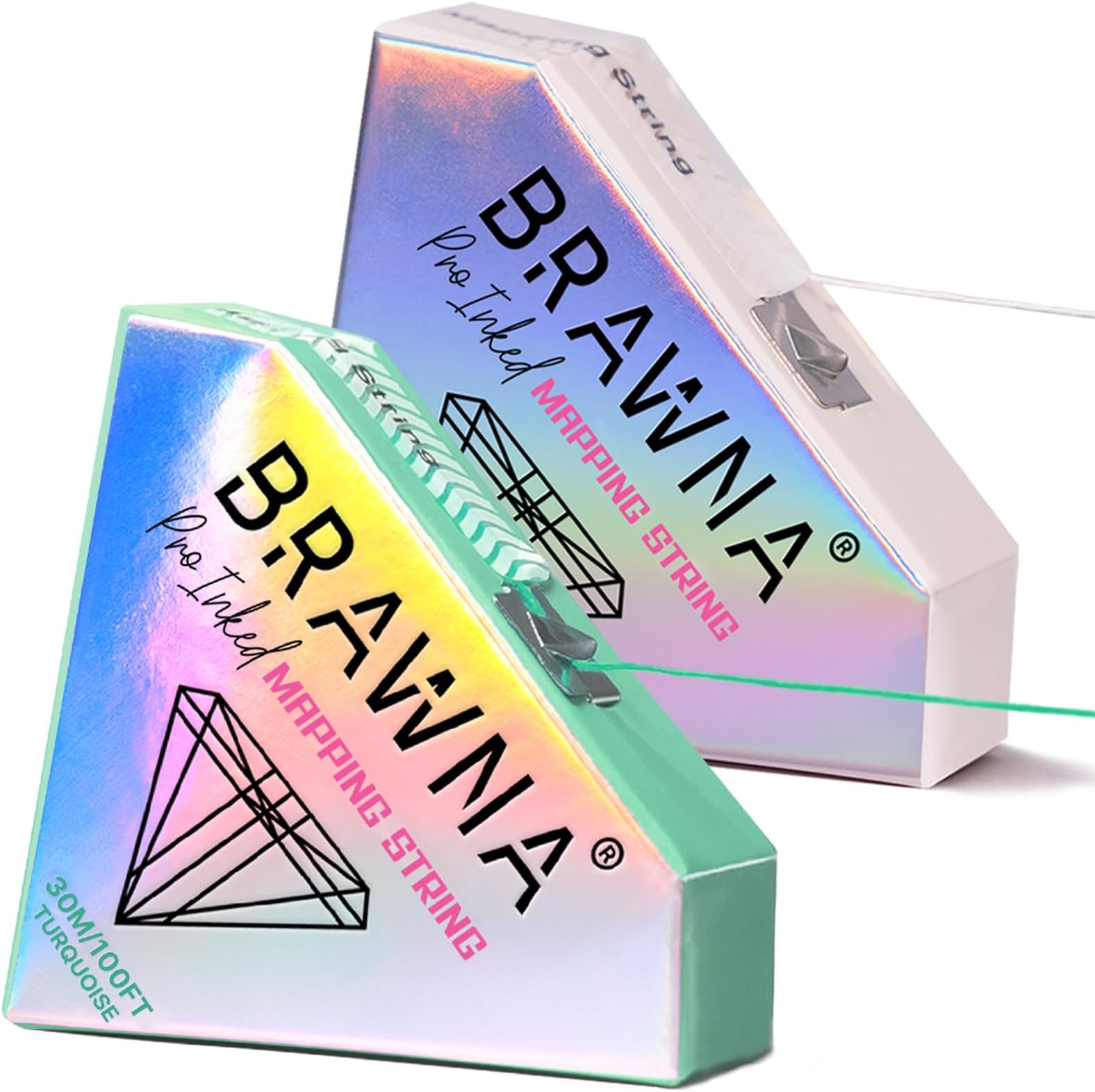 BRAWNA 2 Pack Pro Inked Mapping String for Brow and Lip Measuring - Color - Turquoise and White