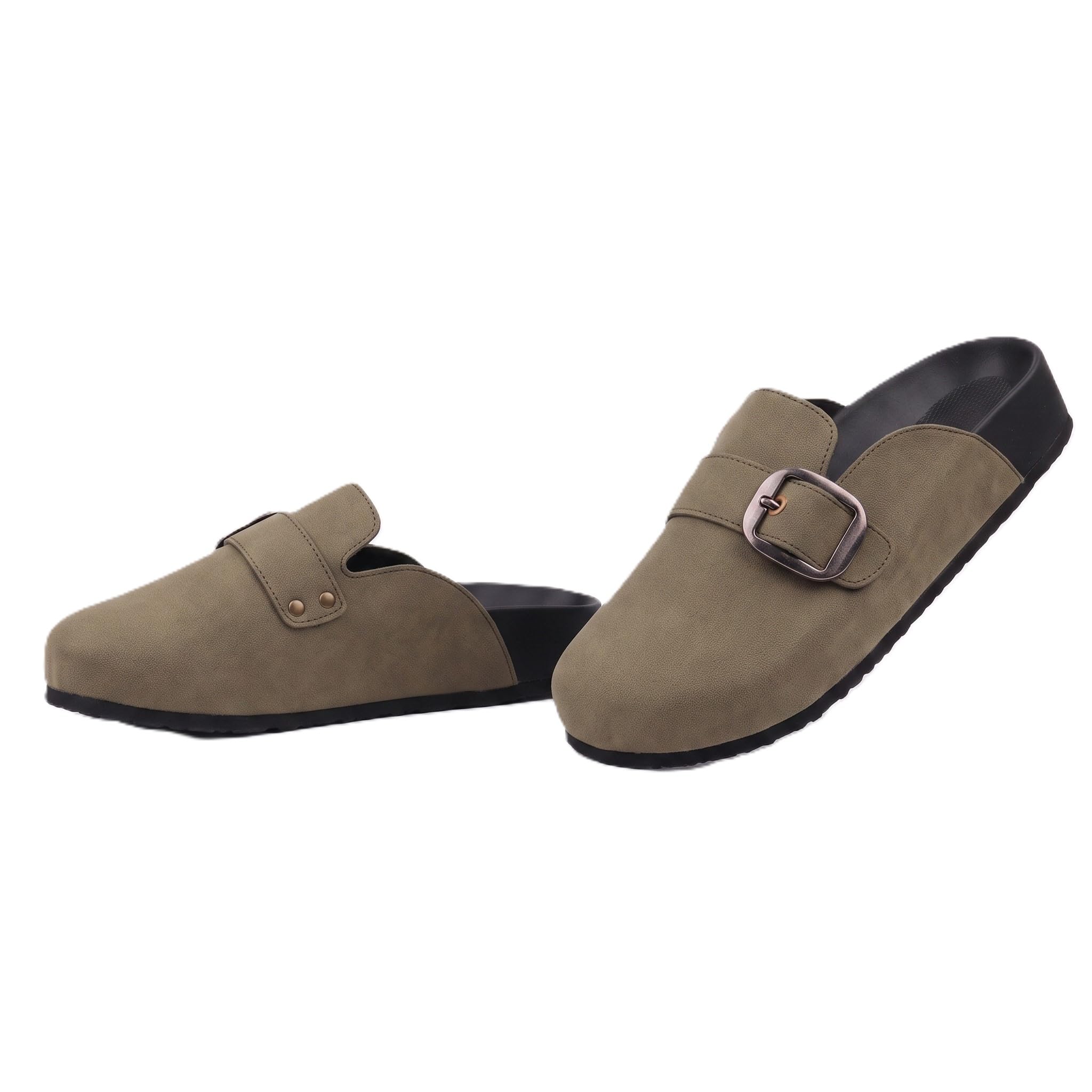 Men's New Corporate Casual Open-Back Mules | Faux Suede Material Slip On Sandals for Daily Office Use with Metal Buckle.-image-27