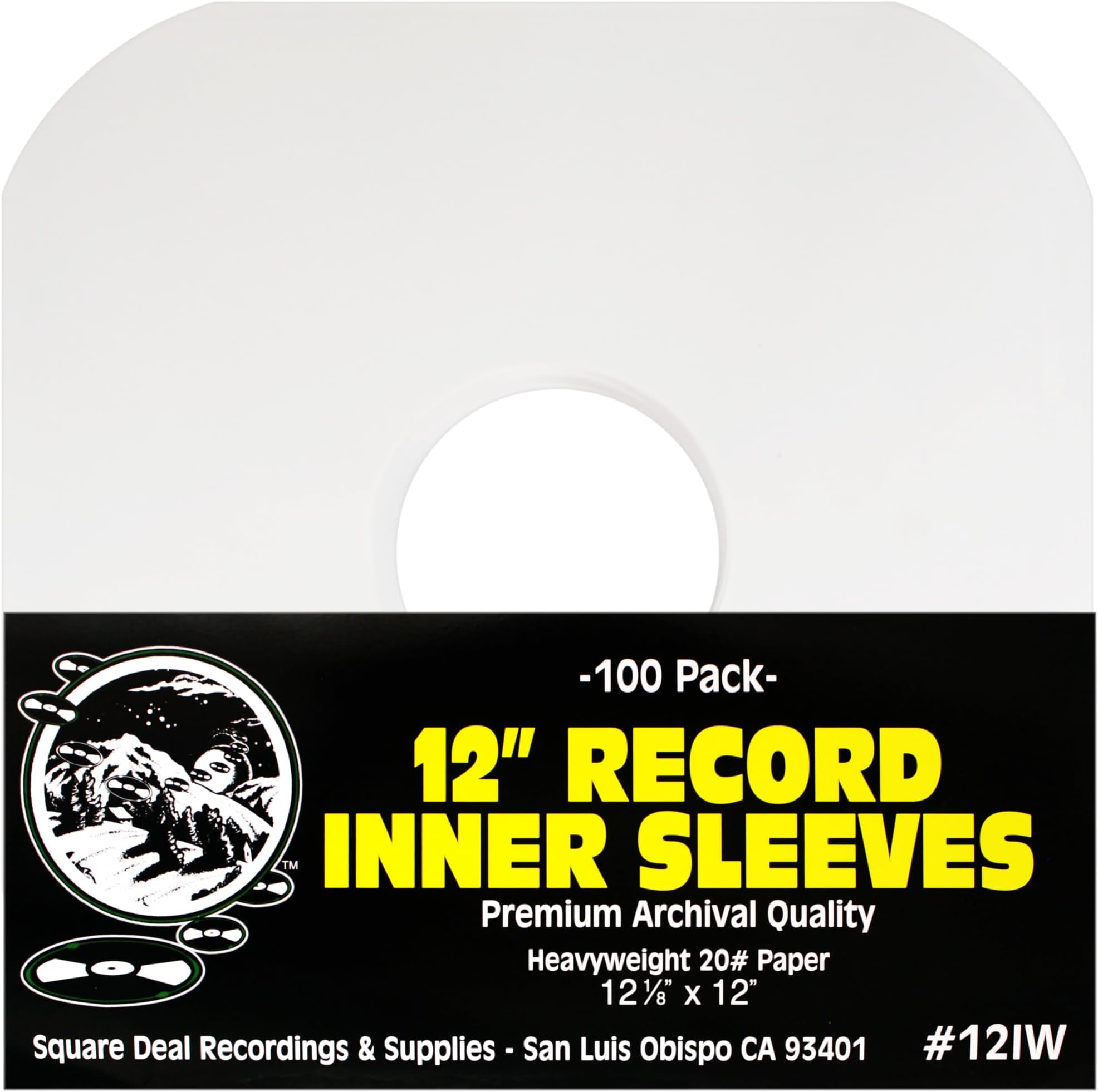 Square Deal Recordings & Supplies (100) Archival Quality Acid-Free Heavyweight Paper Inner Sleeves for 12" Vinyl Record Albums #12IW