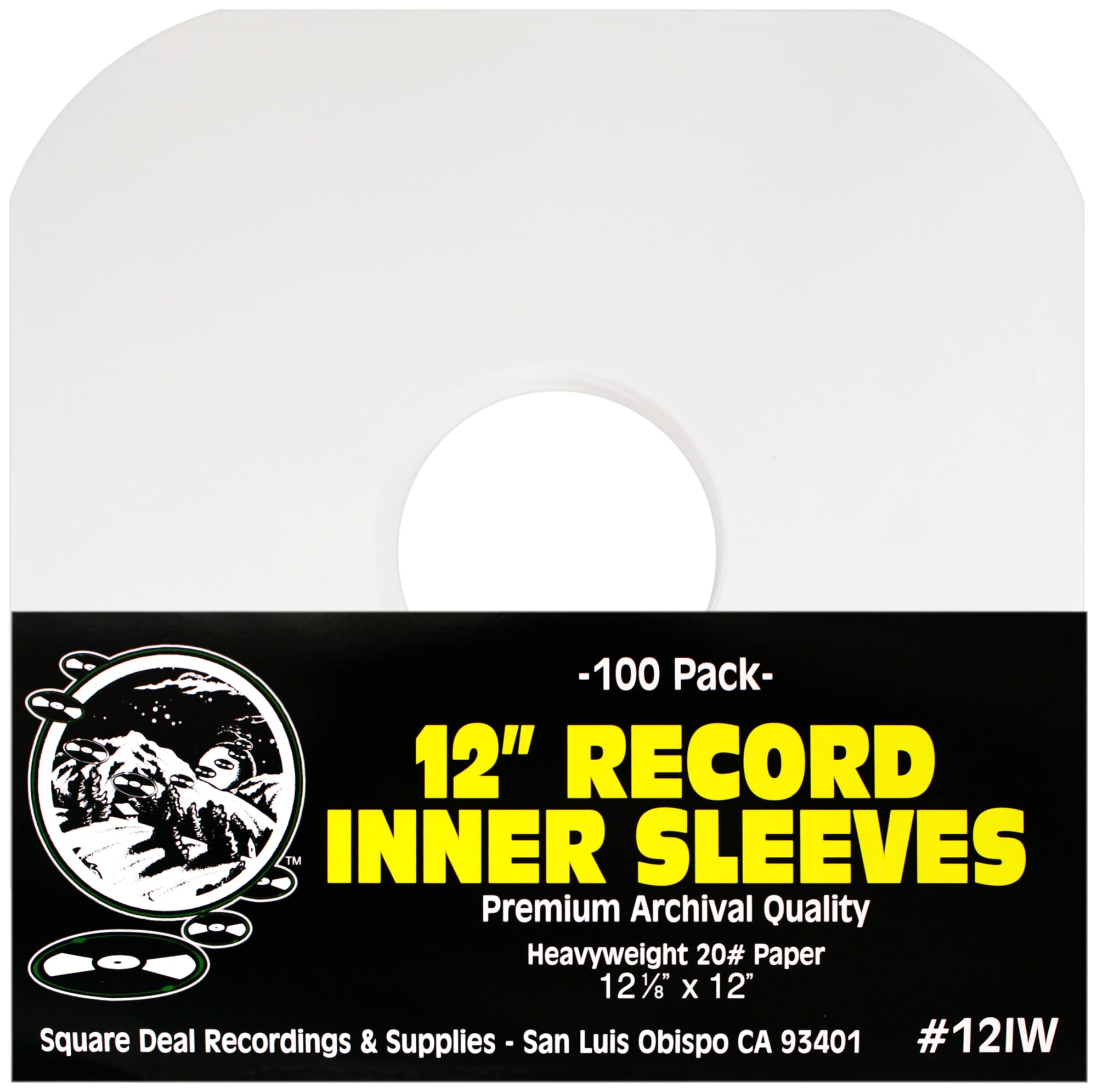 Square Deal Recordings & Supplies (100) Archival Quality Acid-Free Heavyweight Paper Inner Sleeves for 12" Vinyl Record Albums #12IW
