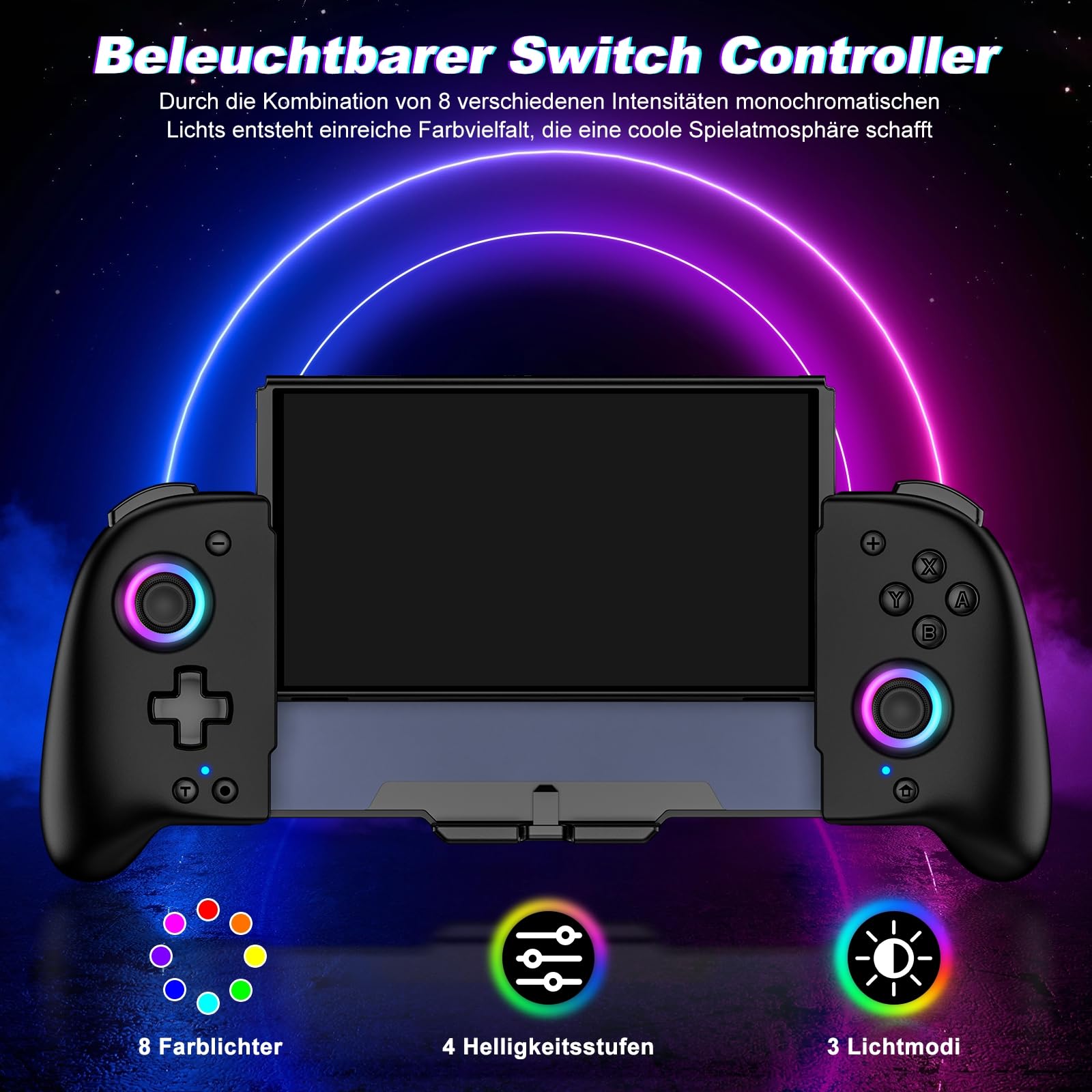 Elegamefy Switch Pro Controller, controller di commutazione manuale con turbo/1000 mAh/giroscopio a 6 assi, vibrazione/interruttore wireless programmabile, per Nintendo Switch/OLED