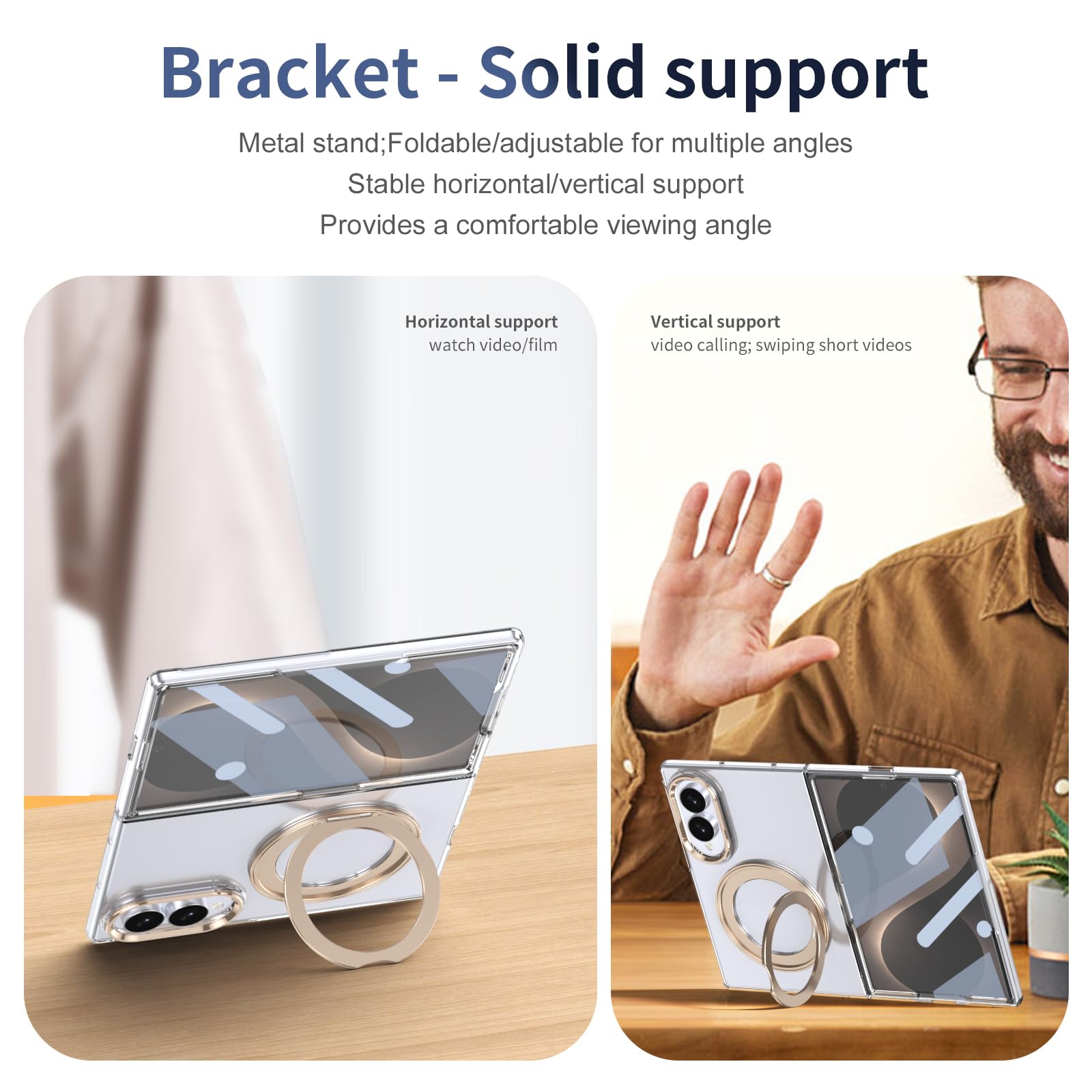 BGZ - Custodia trasparente per Samsung Galaxy Z Fold 8, con pellicola | Custodia magnetica per MagSafe, supporto ad anello a 360°, sottile, antiurto, trasparente, per Samsung ZFold8