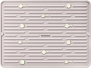 Ourokhome Dish Drying Mat for Kitchen Counter, Slip Resistant Dish Mat, Thickening, Folding, Quick Dry, Heat Resistant Sink Mats, Fits Under Rack, Refrigerator or Drawer liner 12x16 Almond