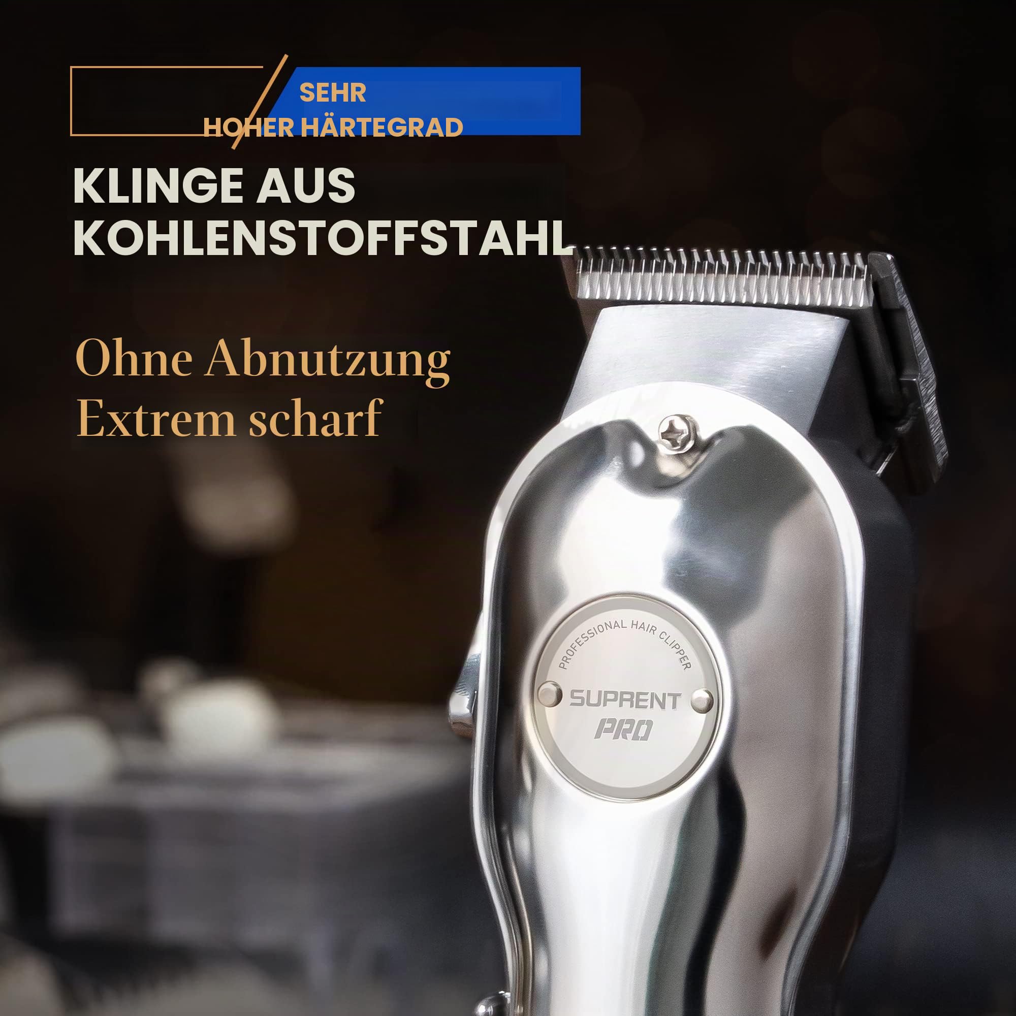 SUPRENT Haarschneidemaschine Profi-elektrischer Haar und Bartschneider Haarschneider Herren/Kinder/Frauen wiederaufladbar Haartrimmer Rasierer mit LED-Disply (Silber)