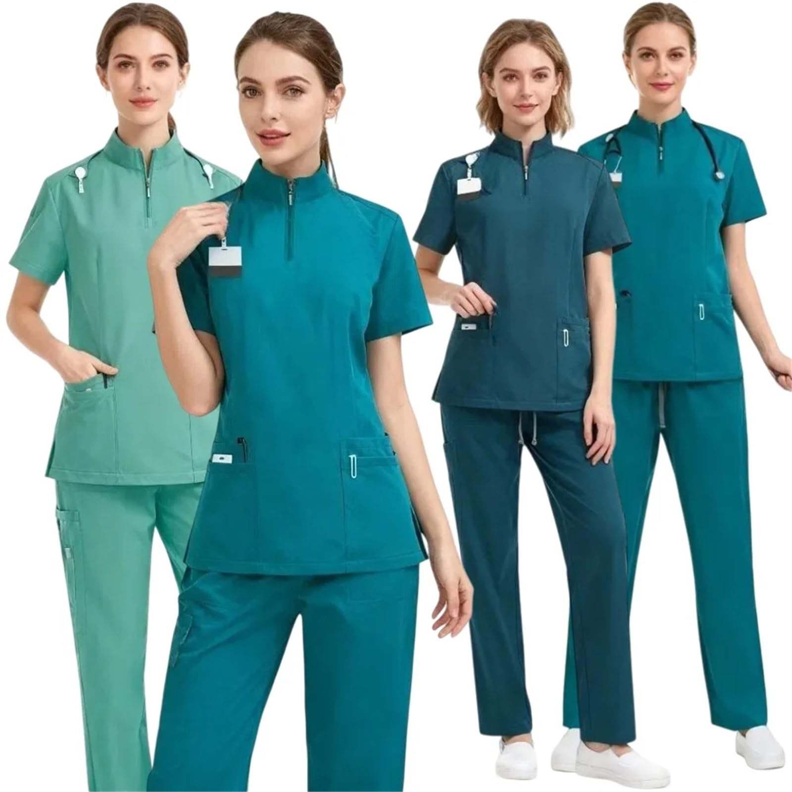 Uniformes Sanitarios Mujer Uniforme de Enfermera Servicio estándar: Conjunto Uniformes médicos Esenciales for Uso Diario en hospitales y clínicas | Grass green,L