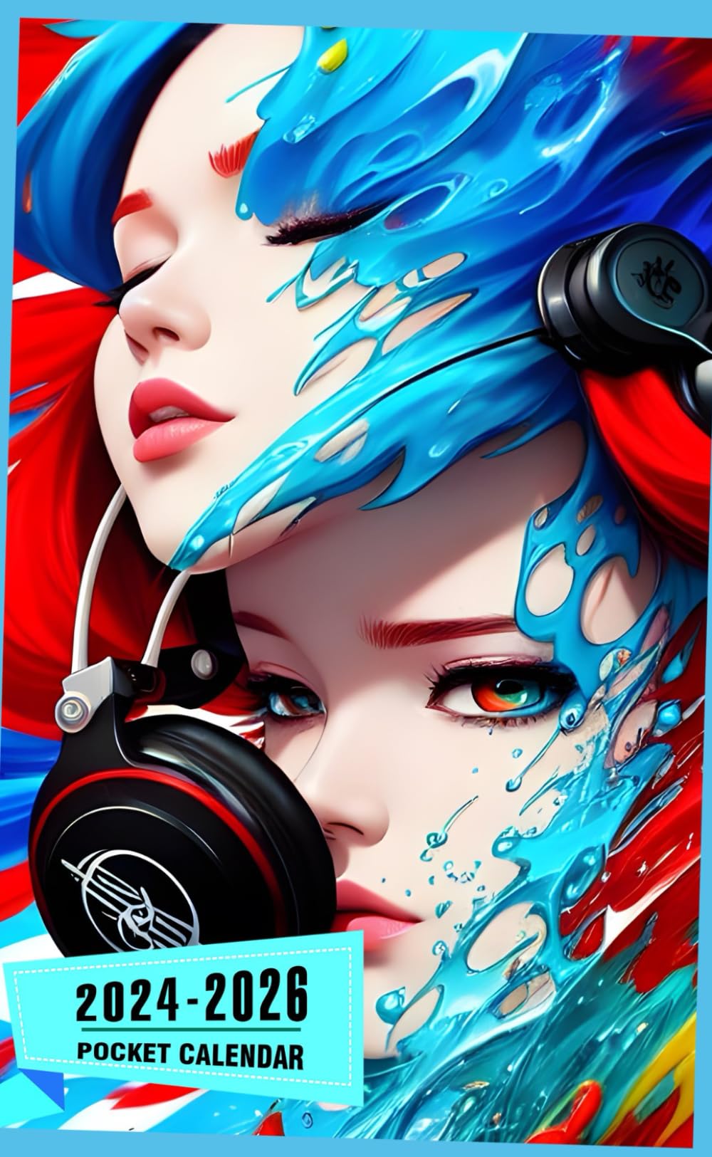 Pocket Calendar 2024 - 2026 With Moon Phase: Three-Year Monthly Planner for Purse , 36 Months from January 2024 to December 2026 | Music album art ... | Surrealistic | Colorful paint splash |