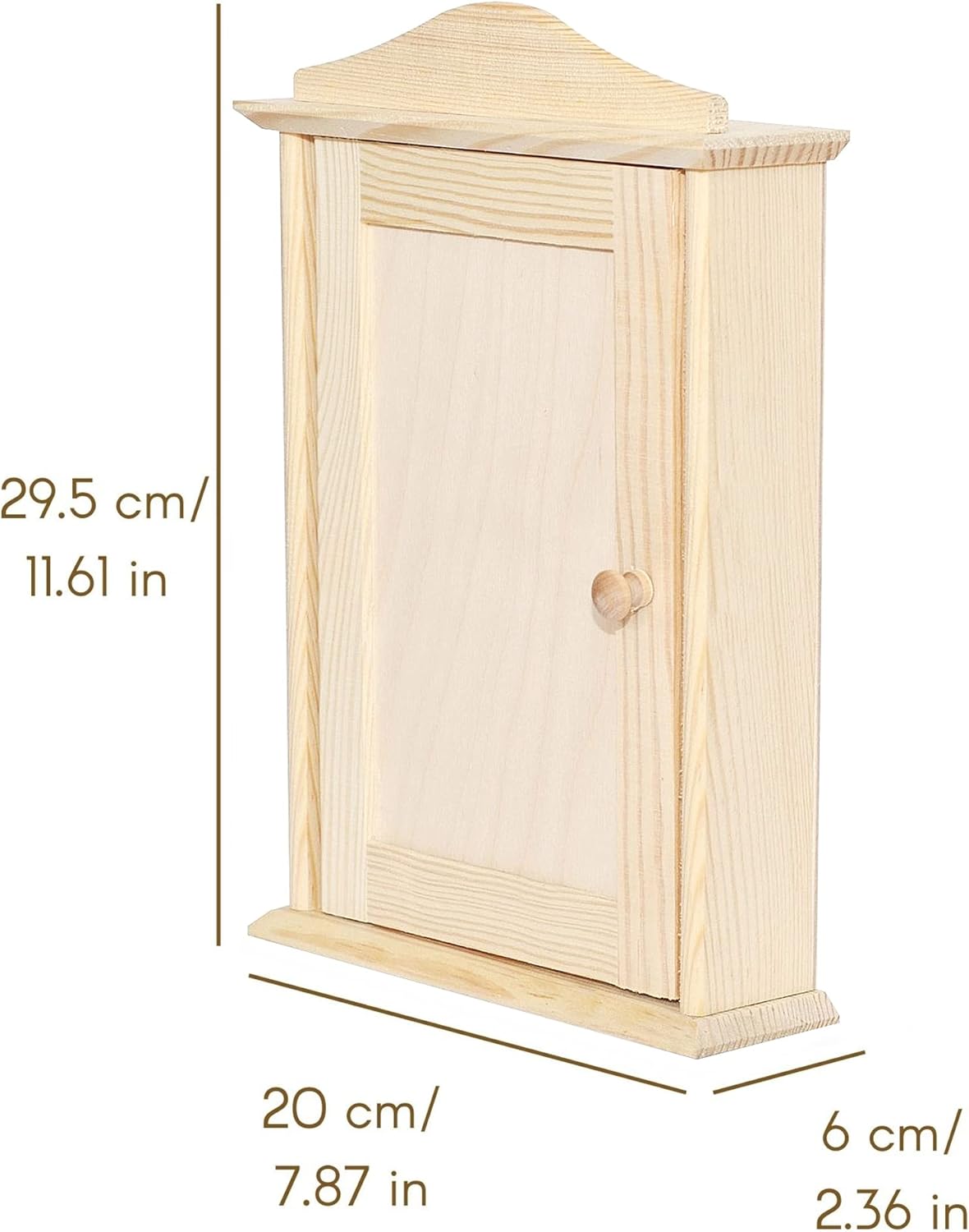 Creative Deco Wooden Key Box Key Cabinet | 7.87 x 2.36 x 11.61 in | Wall Box | Plain, Unpainted & Unfinished with 6 Hooks | for Home Decor