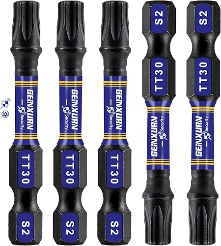 Miniatura 22 de Juego de brocas de destornillador magnético de impacto de seguridad T15 de 2 pulgadas, juego de brocas de potencia de cabeza Torx #15 de 51 piezas,