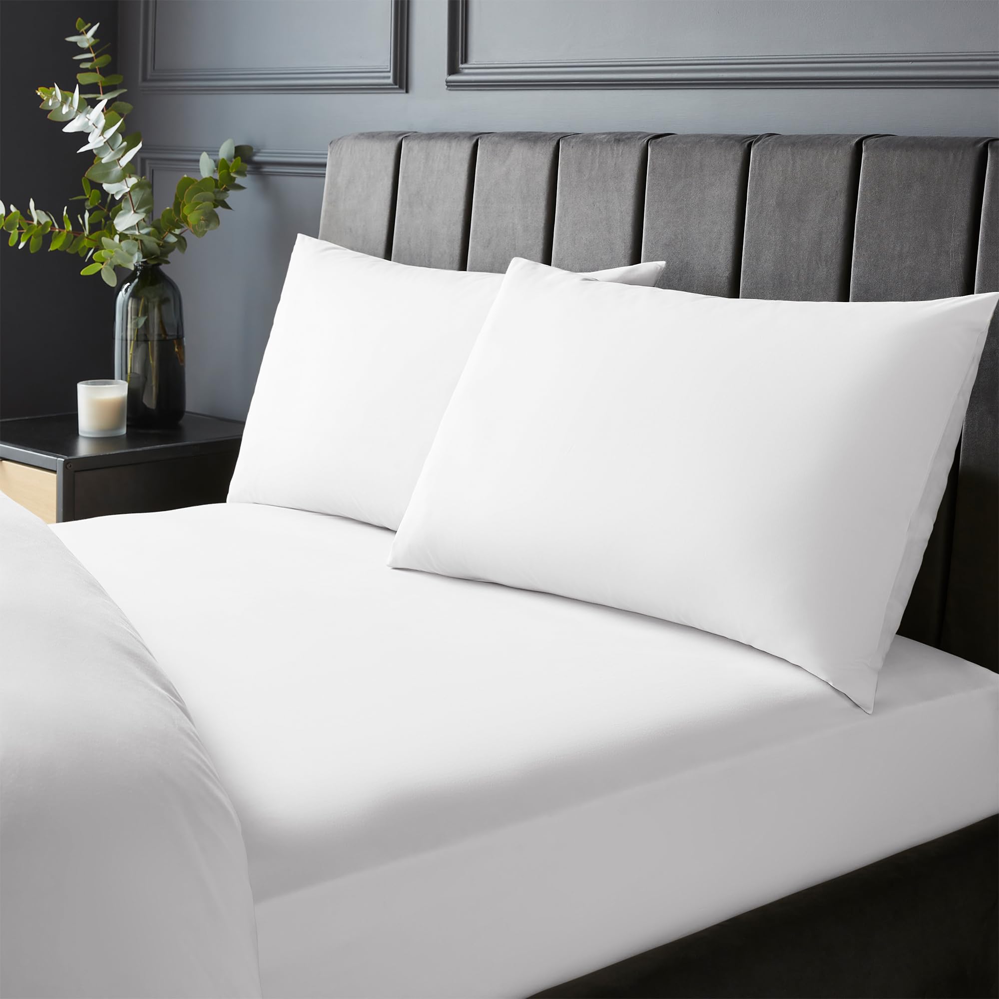 Silentnight Pure Cotton Pillowcase Pair - Luxurious Cool Soft Touch 200 Thread Count - Naturally Breathable 100% Cotton Bed Pillow Cover Set - Machine Washable - White, Pack of 2