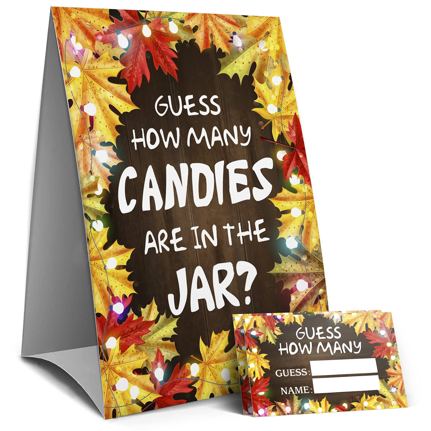Amazon.com: Thanksgiving or Halloween Party Games - Guess How Many Candies  are in the Jar(Maple leaf), Baby Shower Game, Bridal Shower Games, Autumn  Activities - 1 Sign and 50 Guessing Cards(41A) :