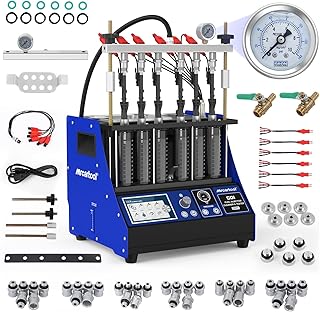 PLAYOCCAR Máquina de limpeza de injetores de combustível, sistema de injeção aquecida V311, kit de testador de limpeza ultrassónica de injetores de gasolina de 6 quilindros para GDI, EFI, FSI