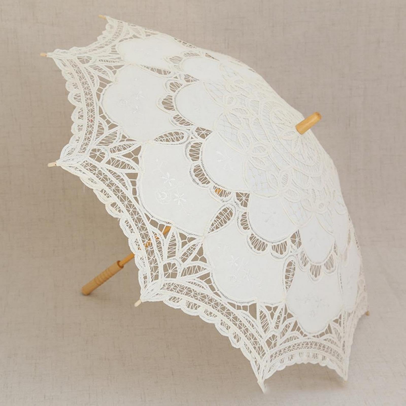 NOGRAX Regenschirm Stickerei Spitze Sonnenschirm Regenschirm Hochzeit Dekoration Foto Prop Vintage Handwerk Spitze Regenschirm Anti-Uv Sonnenschirm