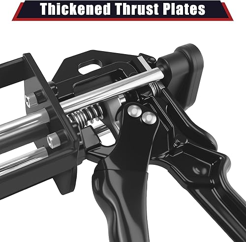 Miniatura 4 de Pistola epoxi negra de 6.8 fl oz de doble componente profesional resistente de metal para cartuchos duales 11 y 21 mezcla, aplicador de epoxi para