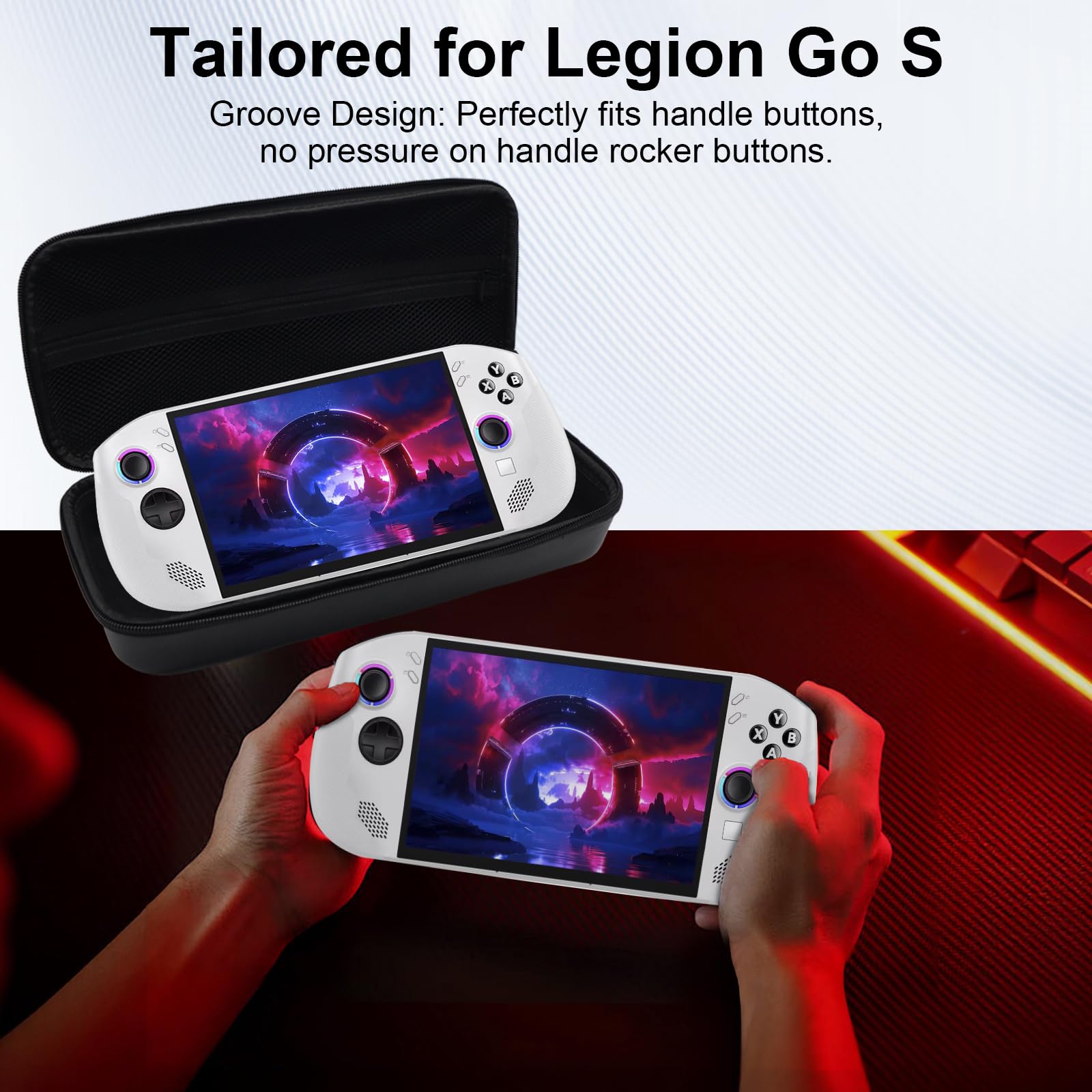 Funda de transporte para Lenovo Legion Go S, carcasa rígida de EVA a prueba de golpes con protección resistente al agua, ajuste personalizado para consola de mano Legion Go y accesorios, diseño
