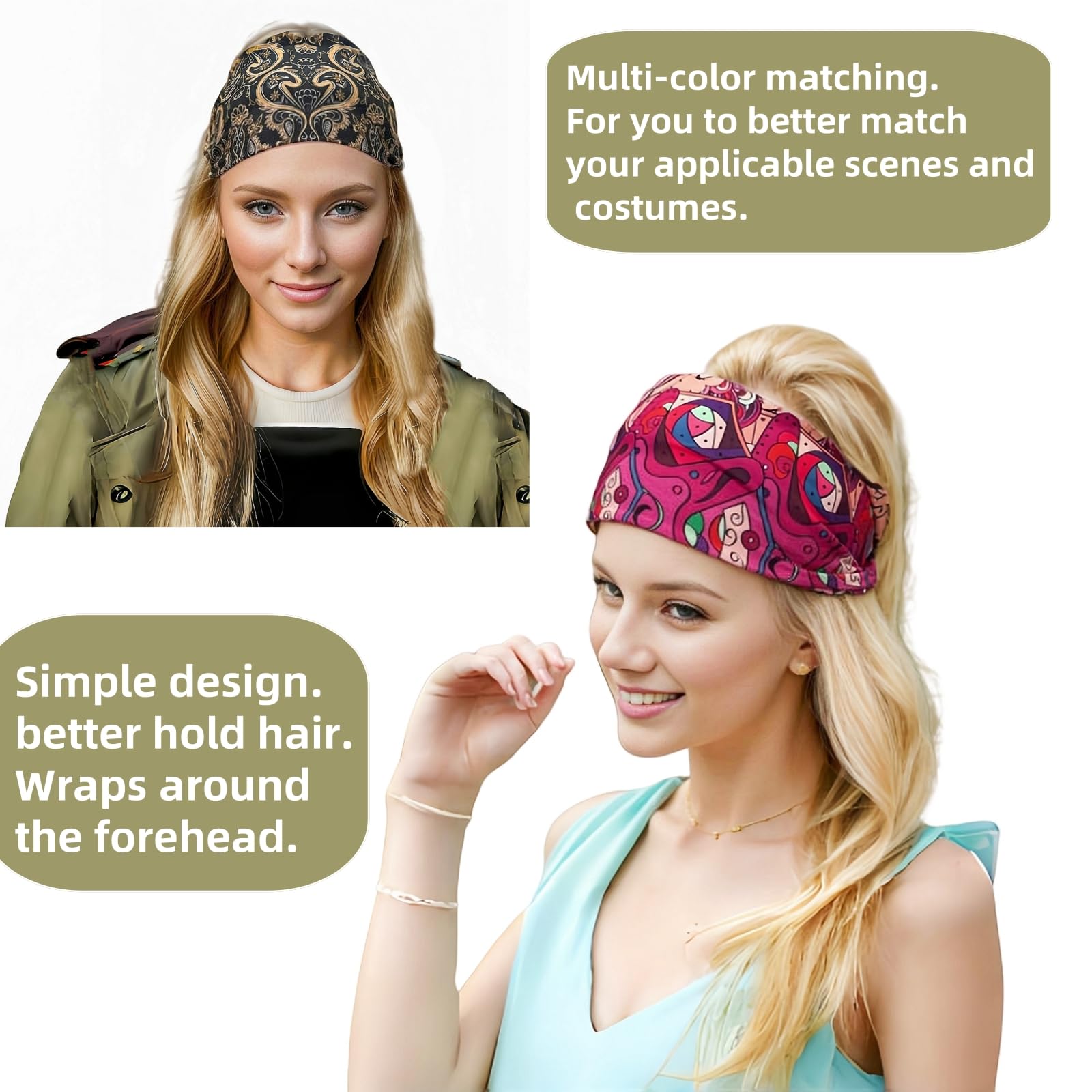 Wide Satin Headbands for Women - Non-Slip, 20+ Styles, Boho, Gift Amazon.com : obeoby 8 Pack Headbands for Women, Boho Style  main image 2