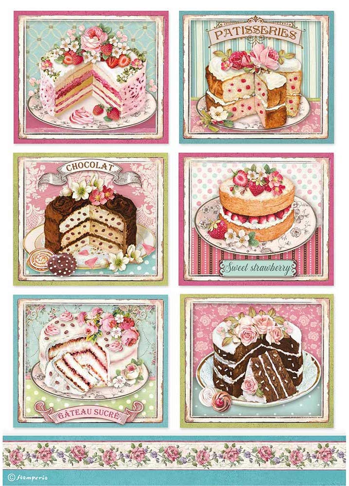 STAMPERIA INTL, KFT (3PL)Rice Paper Pack A4, Patisserie, Sweety