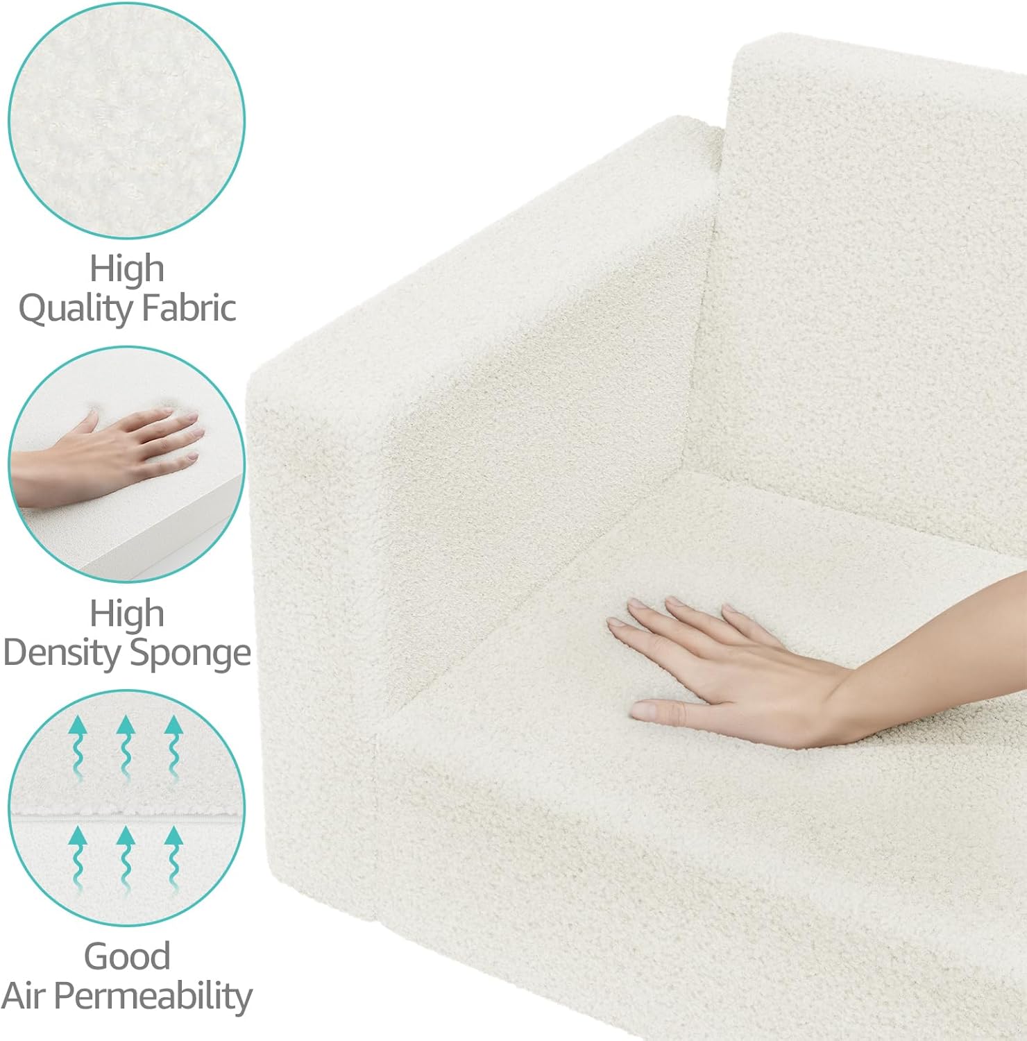 YENING Washable Toddler Couches That Fold Out Kids Couch Bed with Removable Cover Foldable Baby Sofa Chairs Comfy Toddlers 1-3