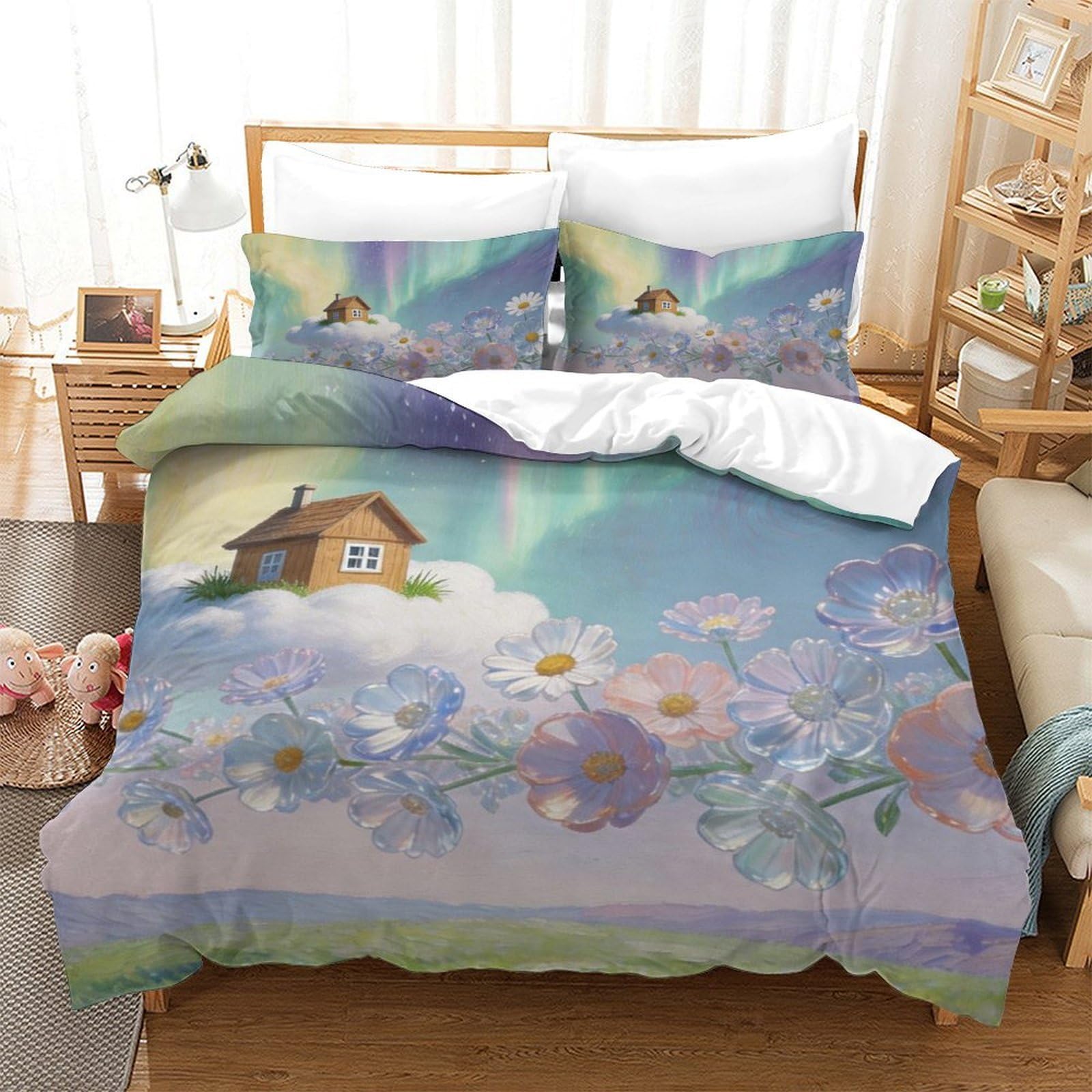 Housse de Couette Forêt Enchantée 3D Super King 260x220cm en Microfibre