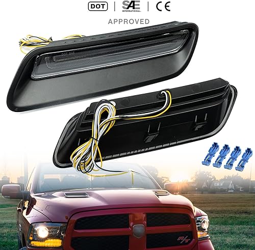 Miniatura 2 de NSLUMO Kit de barra de luz LED para campana de ventilación compatible con RAM 1500 Sport Hood Switchback 2010-2022 Lámpara de conducción DRL blanca