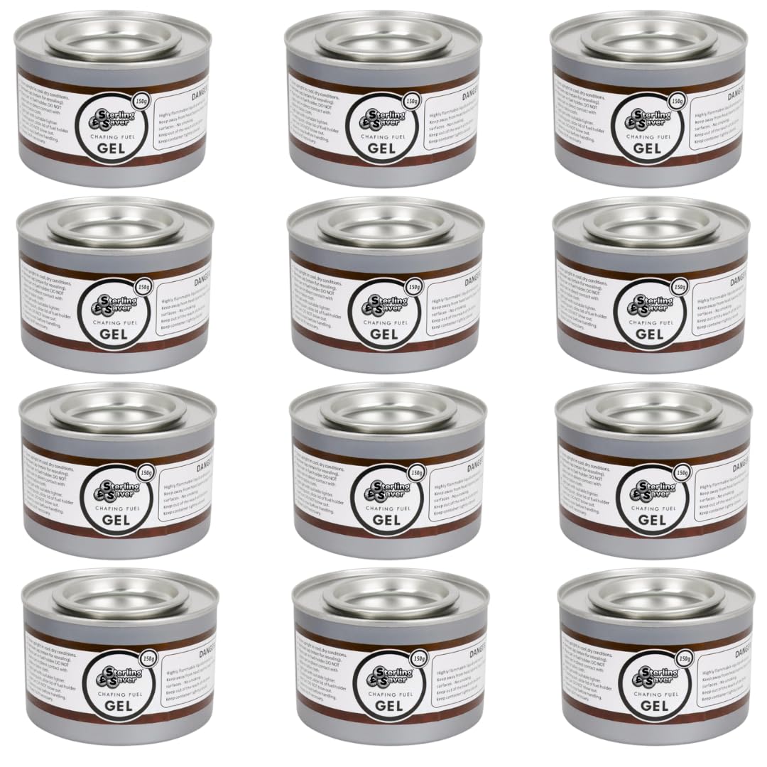 SterlingSaver 3.5 Hour Chafing Dish Fuel Gel Cans for Chafing Dishes, Bain Marie, (12 Pack)