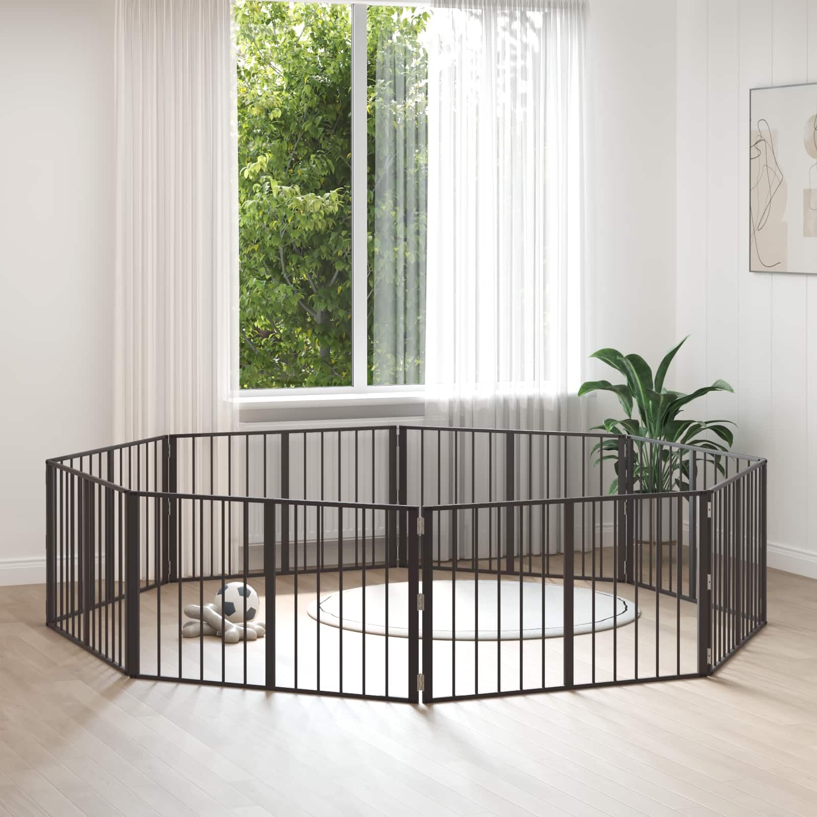 Cancelletto per cani, 8 pezzi, nero, 100 x 60 cm, in acciaio zincato, pieghevole, per cuccioli e cani di piccola taglia, design modulare fai da te per disposizione versatile, facile da pulire