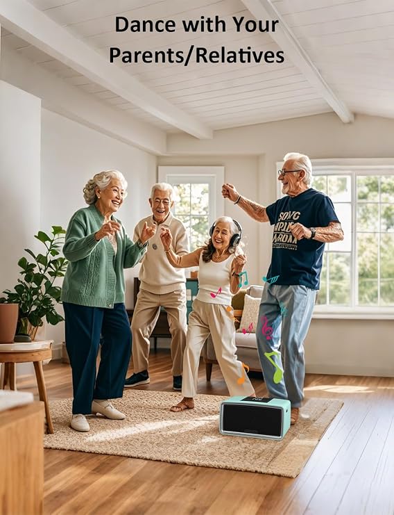 iGuerburn Simple Music Player for Dementia Elderly Seniors Easy MP3 Player as Alzheimers Dementia Visually Impaired Patients Product Gift One-Touch Controls ON/Off Retro Music Box (Cyan)