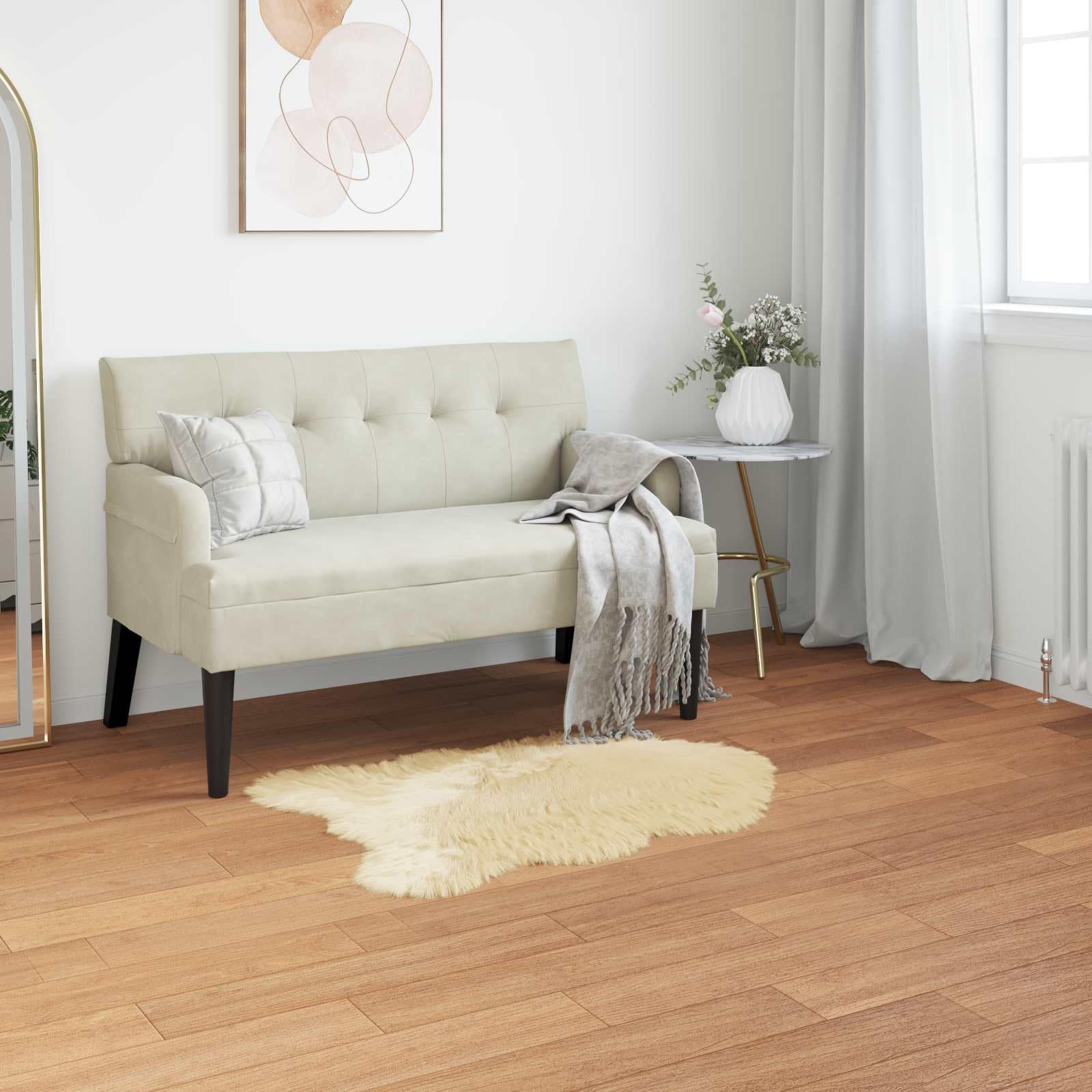 SYDE Dywan ze sztucznego futra kremowy 80 x 120 cm | Miękki, ciepły poliester na zimę, nowoczesny design, pranie ręczne, do użytku w pomieszczeniach