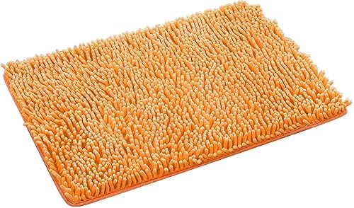 Tapete de cocina lavable de 24 x 16 pulgadas, naranja y rosa, tapete de baño antideslizante, suave, cómodo, peludo, duradero, grueso, lavable a