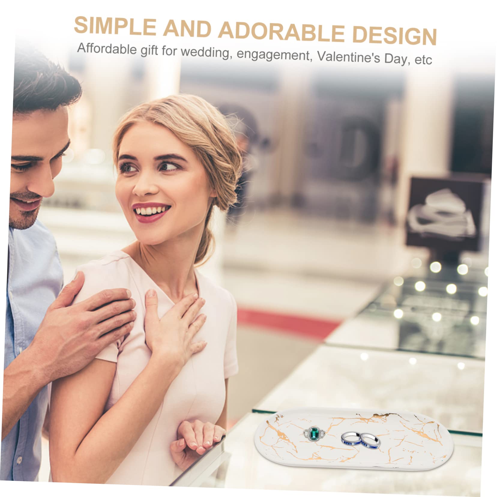 PRETYZOOM 1Pc Marble Pattern Ceramic Sushi Plate Multifunctional Food Tray for Home Restaurant for Displaying Food Jewelry Serving Dish