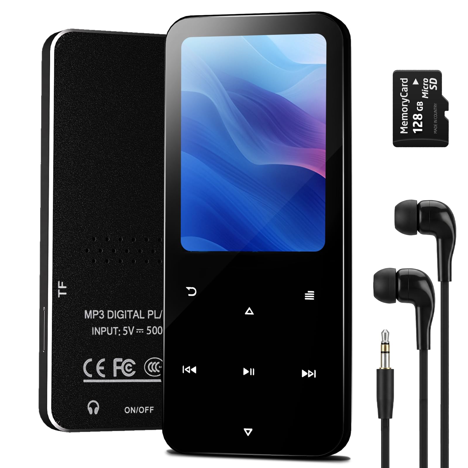 Photo 1 of 144GB MP3 Player, Bluetooth 5.2 Music Player, HiFi Sound Digital Music, Built-in HD Speaker, FM Radio, Voice Recorder, Earphones Included, MP3 Player for Friends, Kids, Students, Seniors (Black)