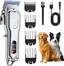 Professional Dog Hair Clipper, Dog and Cat Hair Clipper, Pet Hair Clippers with 4 Cutting Heads and Powerful Motor for Body, Face, Ear, Paws and Other Parts