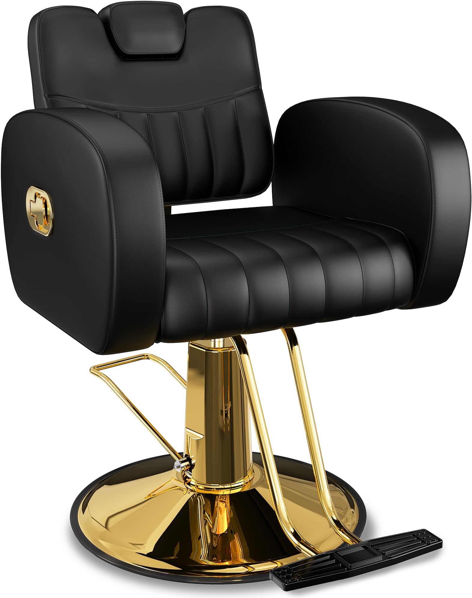Baasha Comfortable Black Gold Salon Chair with Adjustable