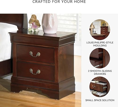 Miniatura 5 de Signature Design by Ashley Alisdair - Mesita de noche tradicional de 2 cajones color marrón oscuro