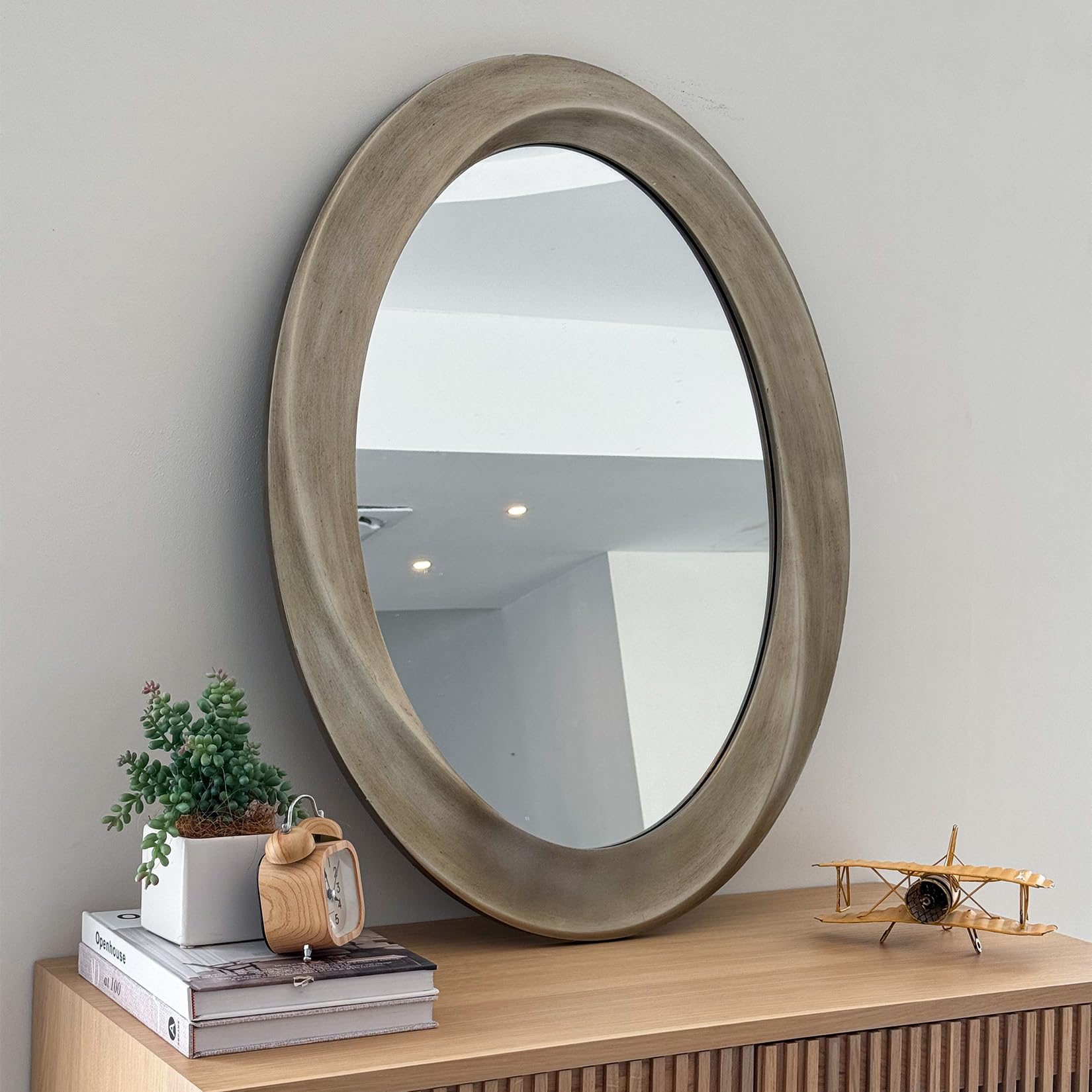 Vintage spiegel ovaal - | vintage en retro winkel