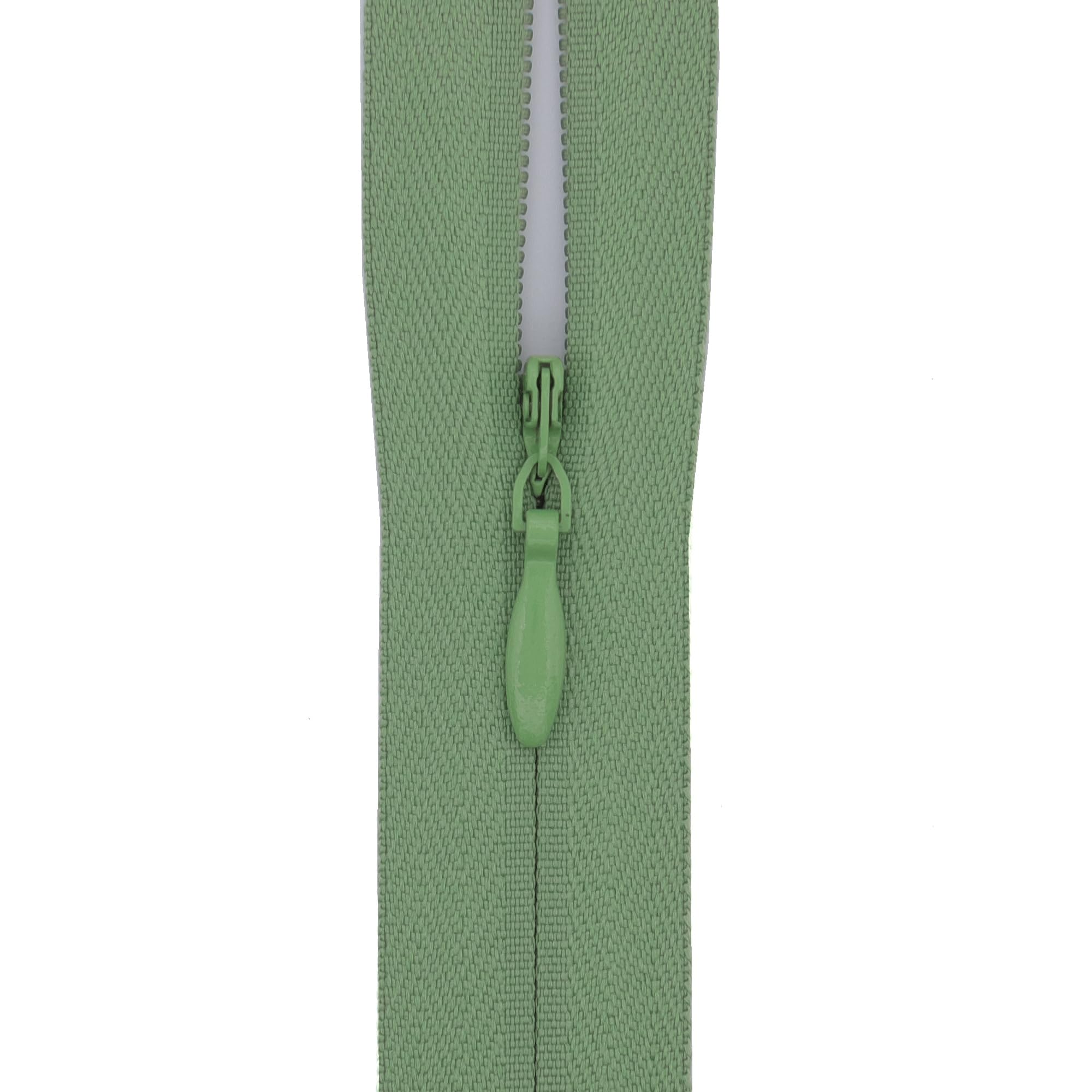 #3 Invisible Zip 22 Inch (56cm) – Close-End-with Woven Tape for Bridal Gowns, Maxi Dresses & Large Upholstery - Hidden Nylon Zips for Tailoring & Decor -5 Zips (Muted Sage Green)