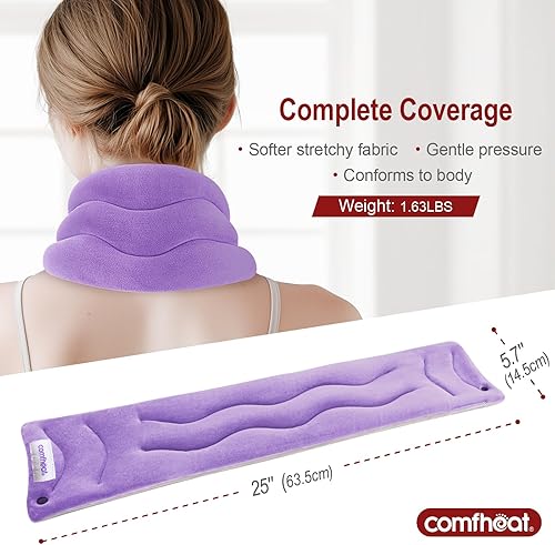 Miniatura 4 de Almohadilla térmica para el cuello apta para microondas para aliviar el dolor, compresa caliente húmeda para microondas, calentador de cuello para