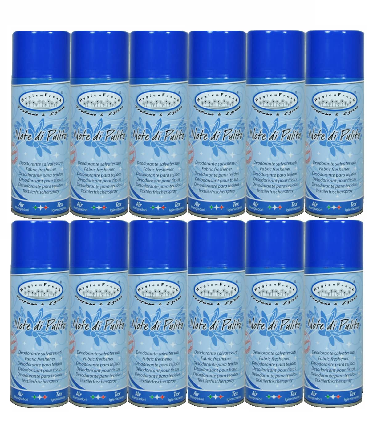 12 Deodorante Spray 400 ML Note di Pulito per Tessuti, Tende, Divani, Uffici e Ambienti (12 SPRAY 400ML)