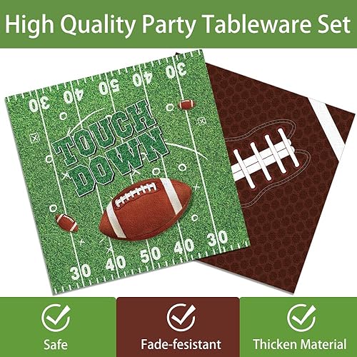 Miniatura 4 de JVORFDG Juego de 120 platos de fútbol, servilletas, suministros de fiesta de cumpleaños de fútbol, tazas, postre de fútbol, juego de vajilla de