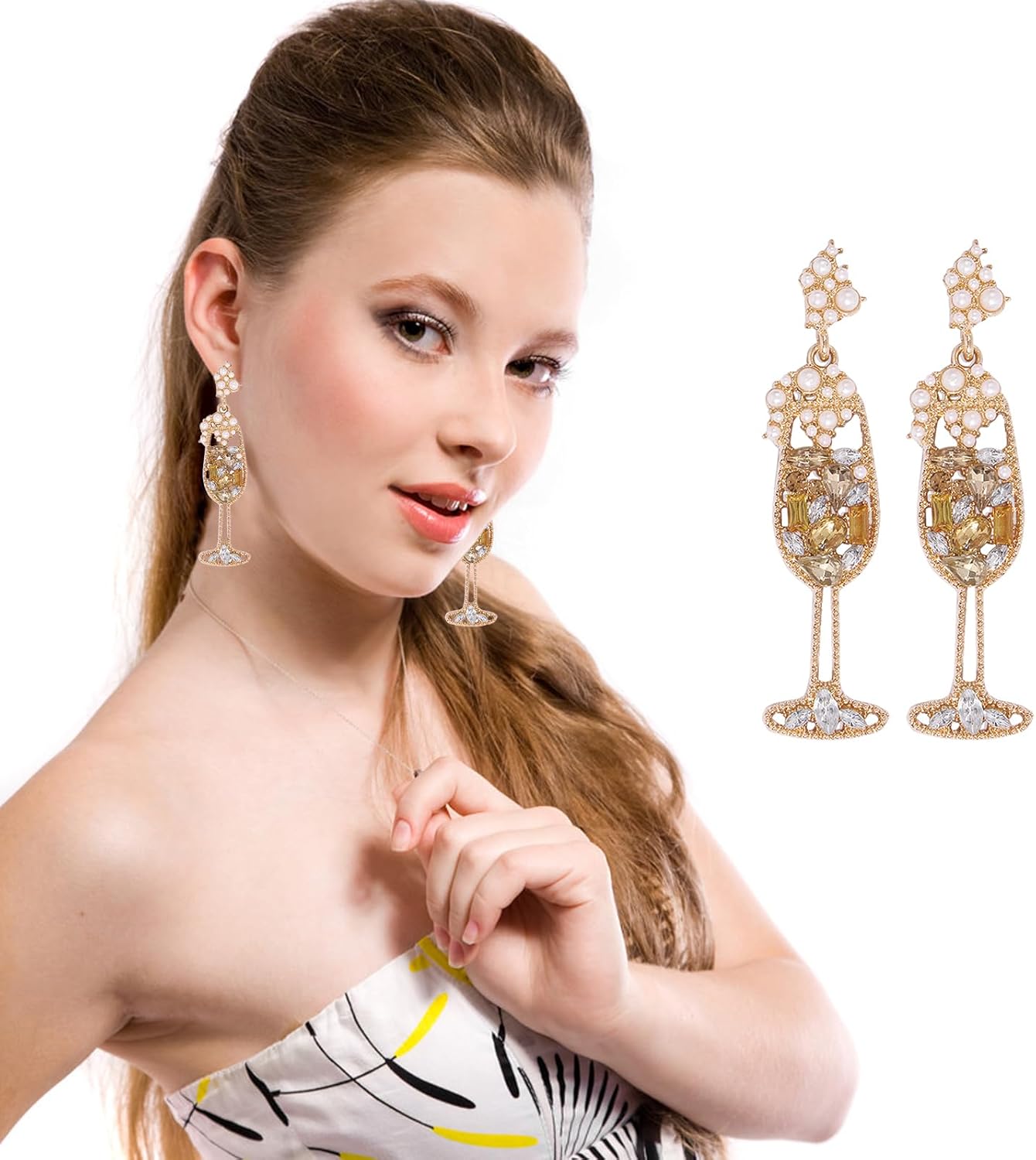 Martini Earrings for Women Cute Dangle Earrings Trendy Fun Statement Cocktail Earrings Martini Wine Glass Dangle Earrings Champagne Margarita Espresso Martini Party Decor Gifts for Holiday Christmas - Image 6