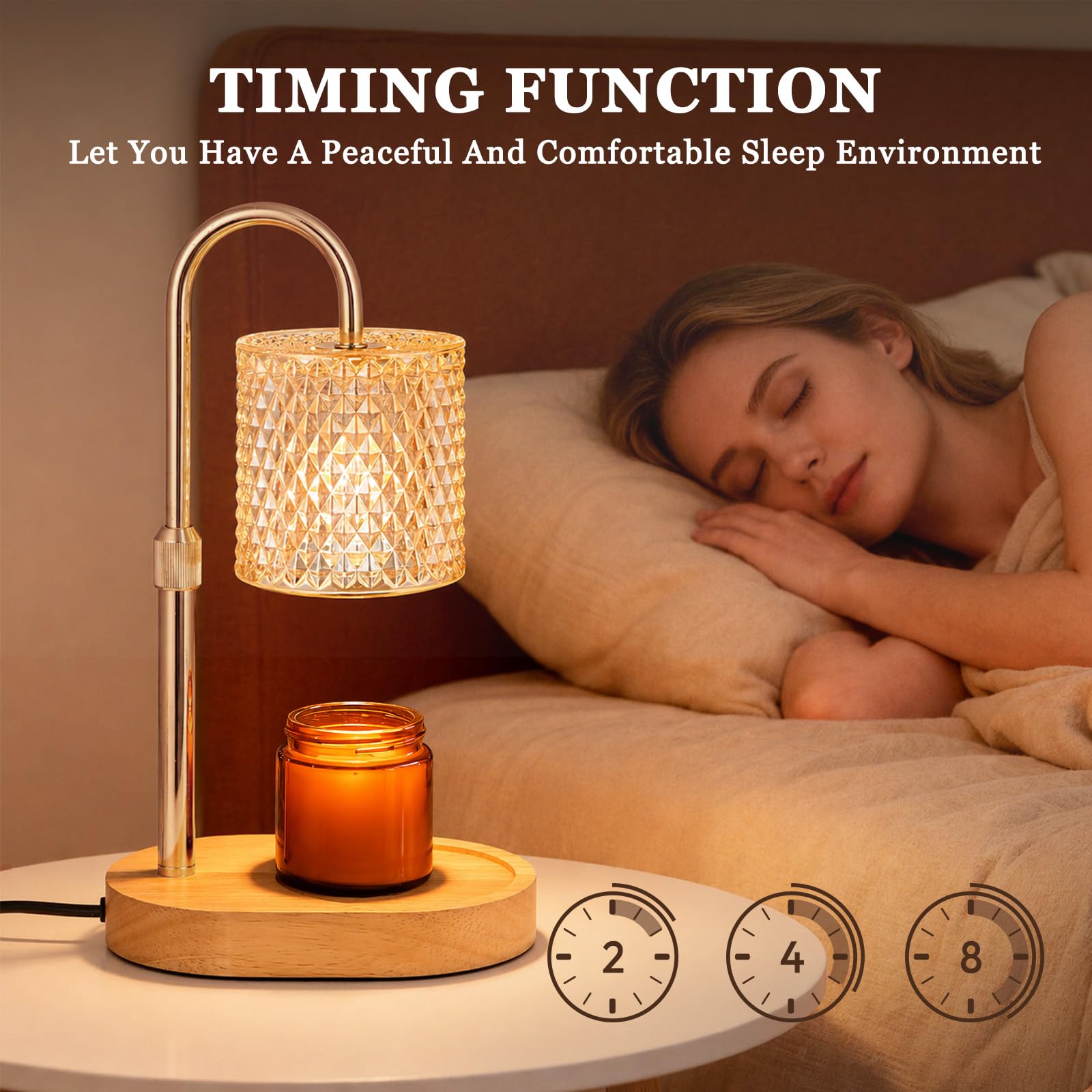 Lampada scalda candela con timer dimmerabile, altezza regolabile con 2 lampadine, scaldacera per la casa, camera da letto, regalo per riscaldamento della casa, regalo per donne