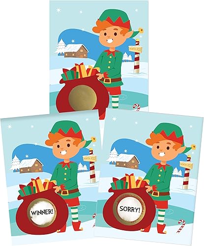 Miniatura 8 de My Scratch Offs - Paquete de 26 tarjetas de juego para raspar con diseño de Rudolph The Red Nose Reindeer White Elephant Scratch Off para premios de