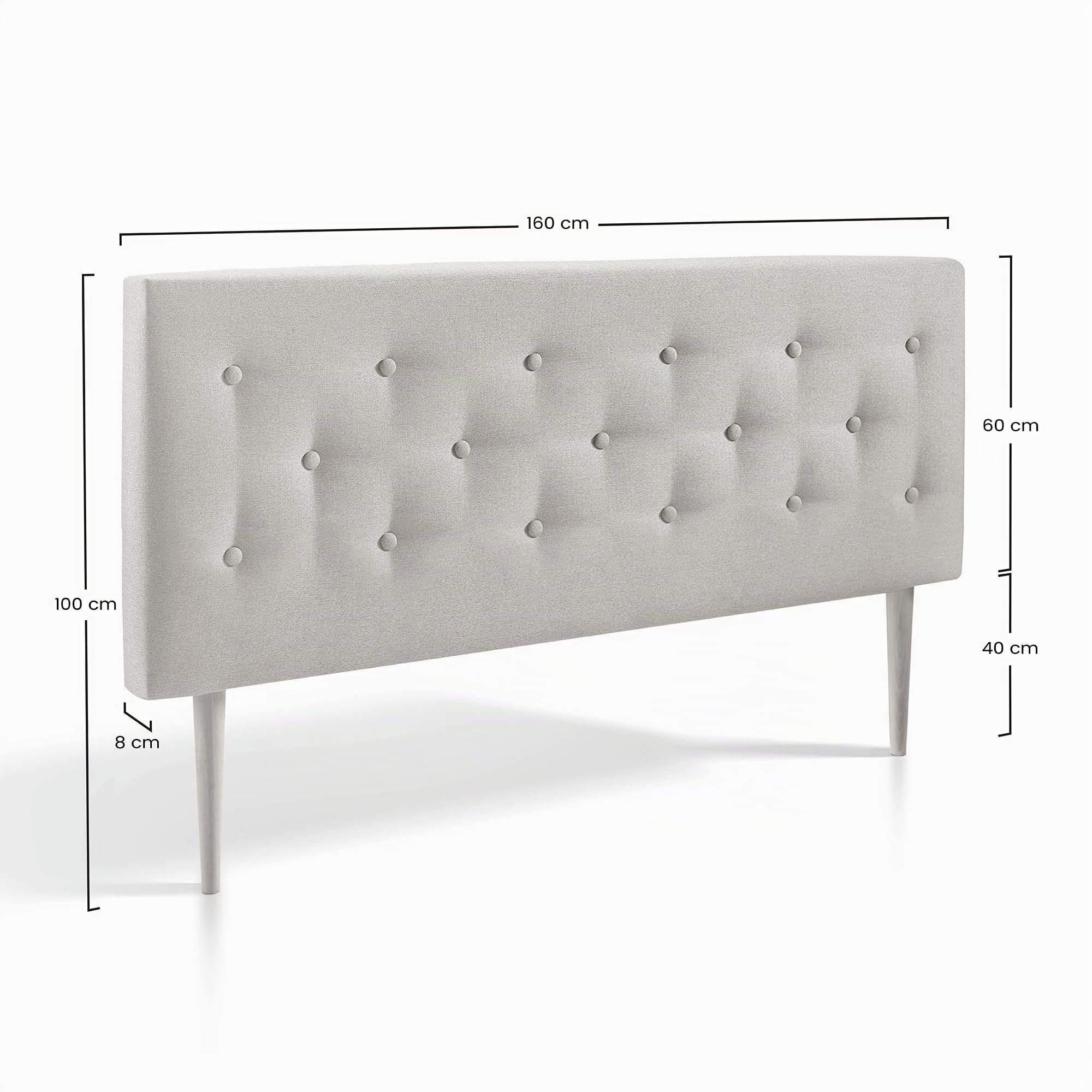 Cabecero tapizado Oslo 160X100, capitone en Tela Beige Tostado, Grosor de 8 cm