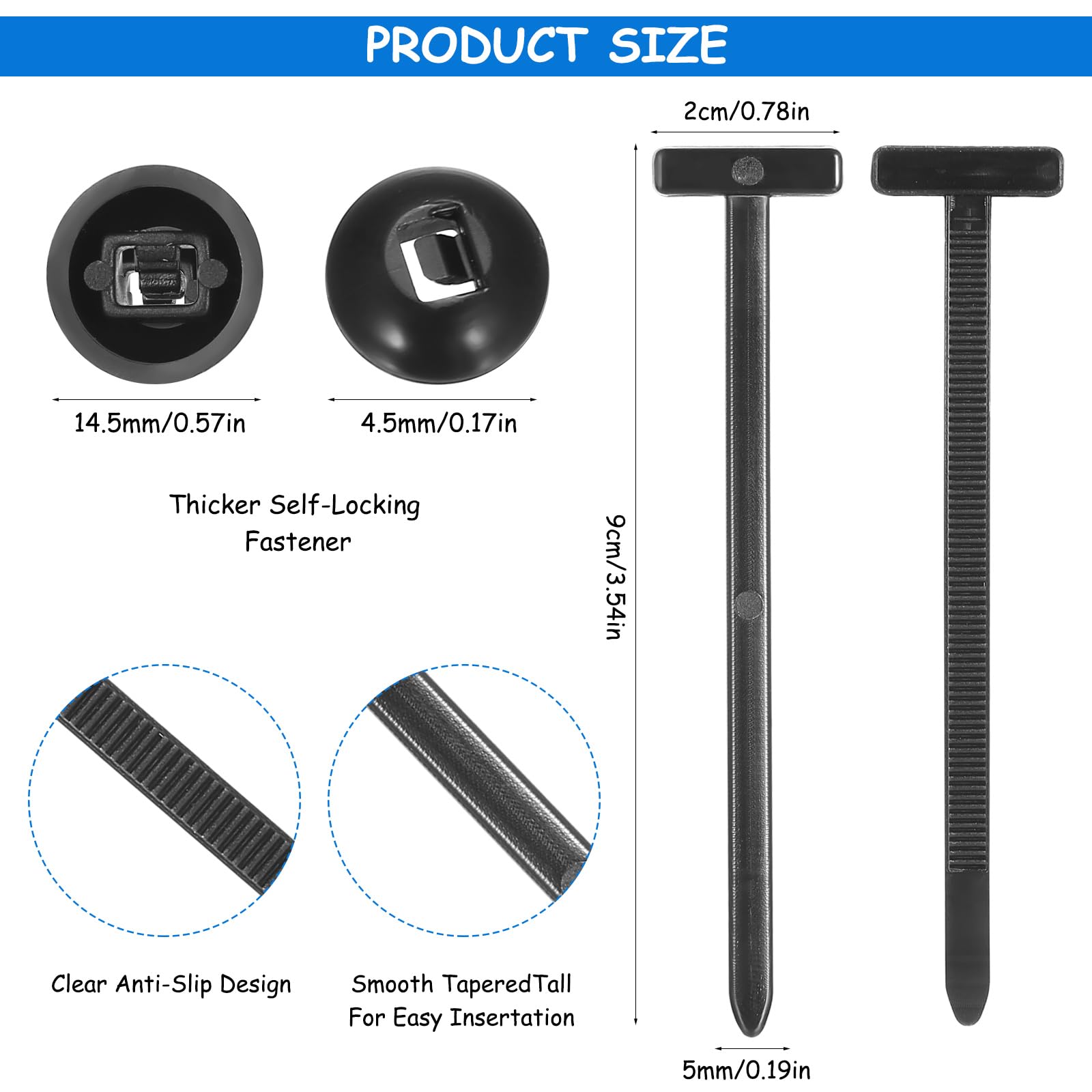 100 PcsBridas Plastico, Hebillas Universales de Nailon para Bridas de Cables, Nylon Universal Cable Tie Buckle, Soporte de Nailon Autoblocante Resistente, Bridas para Coche Reparación