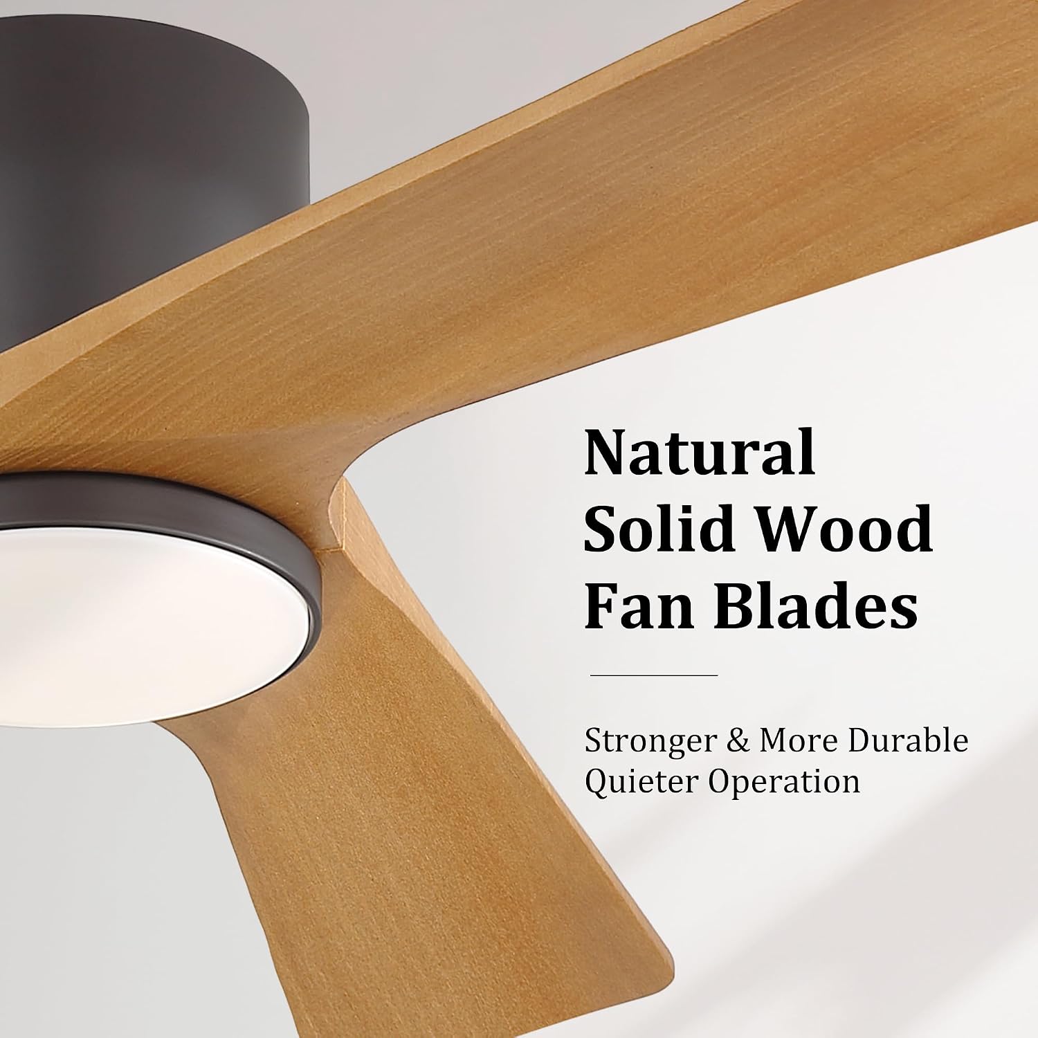 WINGBO 42 Inch Ceiling Fan with Light and Remote, Low Profile Flush Mount Modern Ceiling Fan, 3CCT Dimmable Light, Quiet Reversible DC Motor, 6 Speed, Dark Gray/Beech Wood, for Bedroom, Kitchen image 5