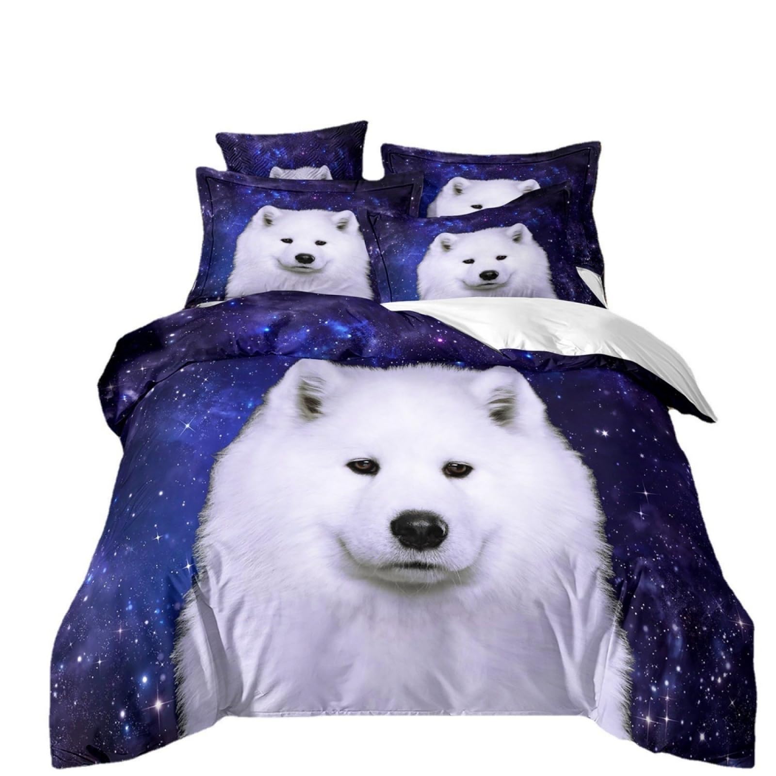 Double Duvet Set White Dog Blue Bedding Double Bed Set